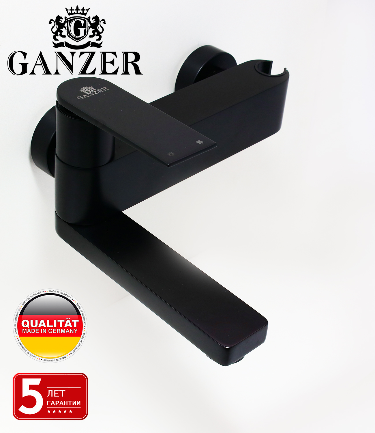 07031-C Смеситель однорычажный для ванны (ЧЕРНЫЙ) "GANZER" (5/1шт)