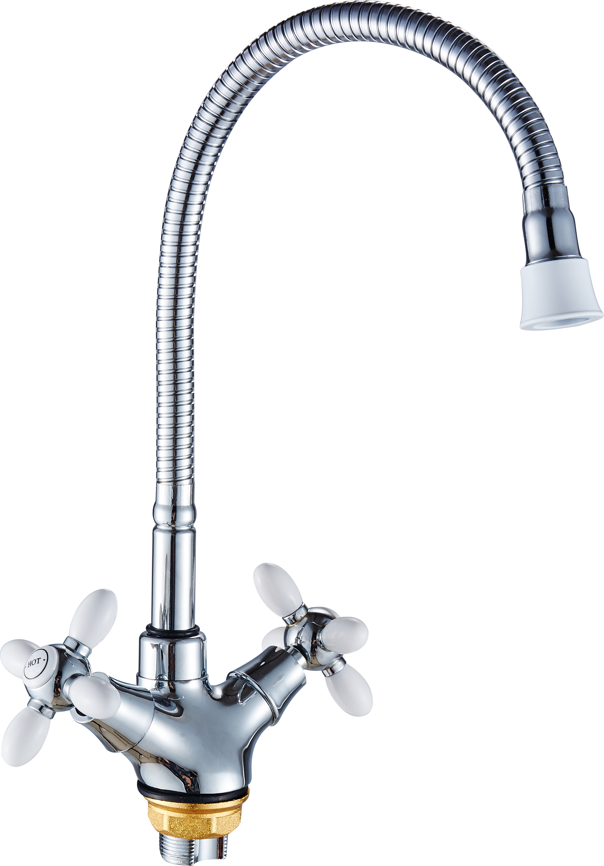 52052-F Смес. 2-ух руч. для кухни с гиб. из.(белый) HANSEN  (10/1шт)