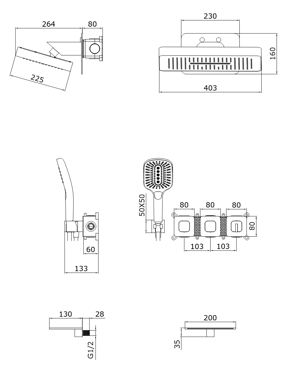 12168 Встроенный смес для душа с 3-функ. (ХРОМ) GANZER  (2/1шт)
