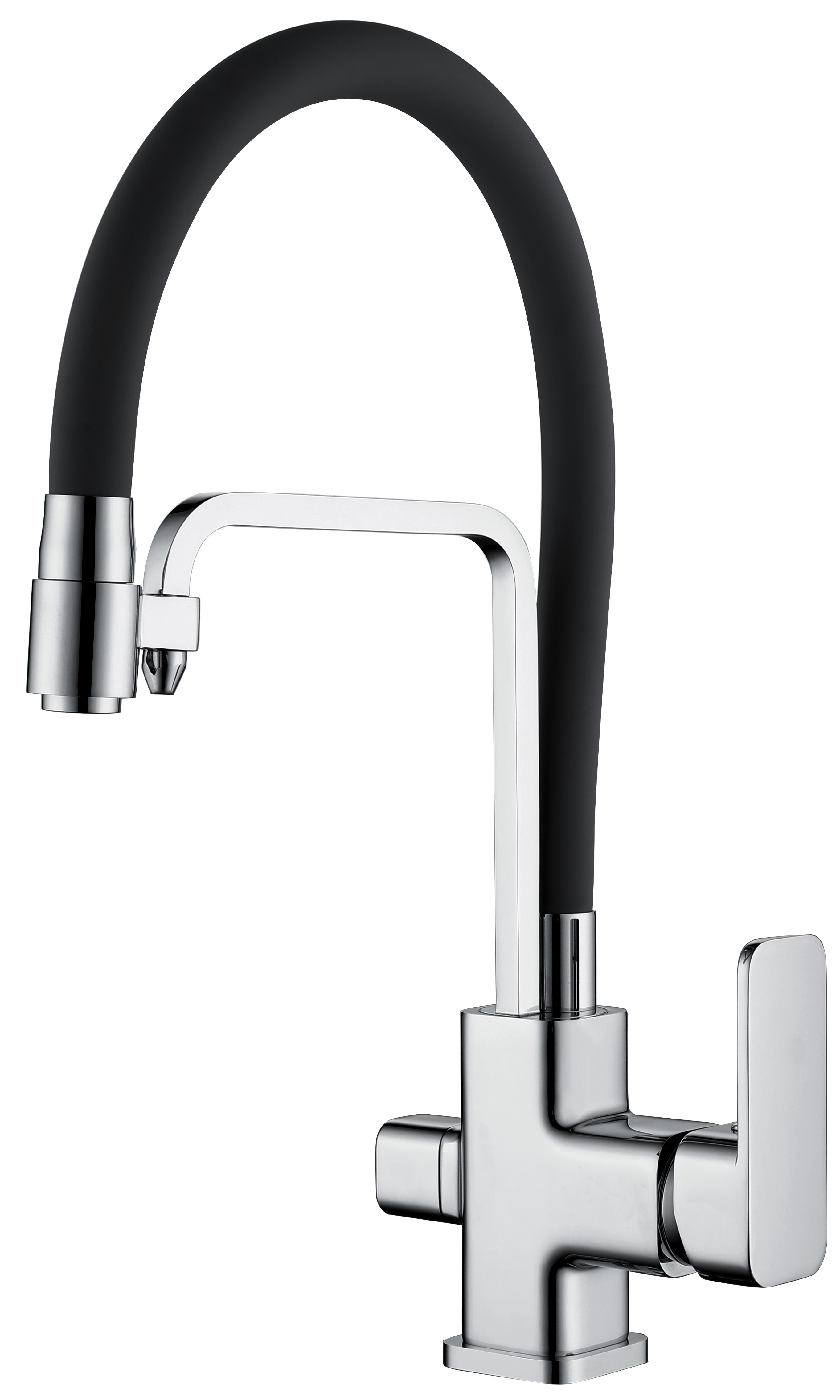 12026-C Смес. для кухни с гибким шлангом и под фильтр (ЧЕРНЫЙ) GANZER (10/1шт) Л/К