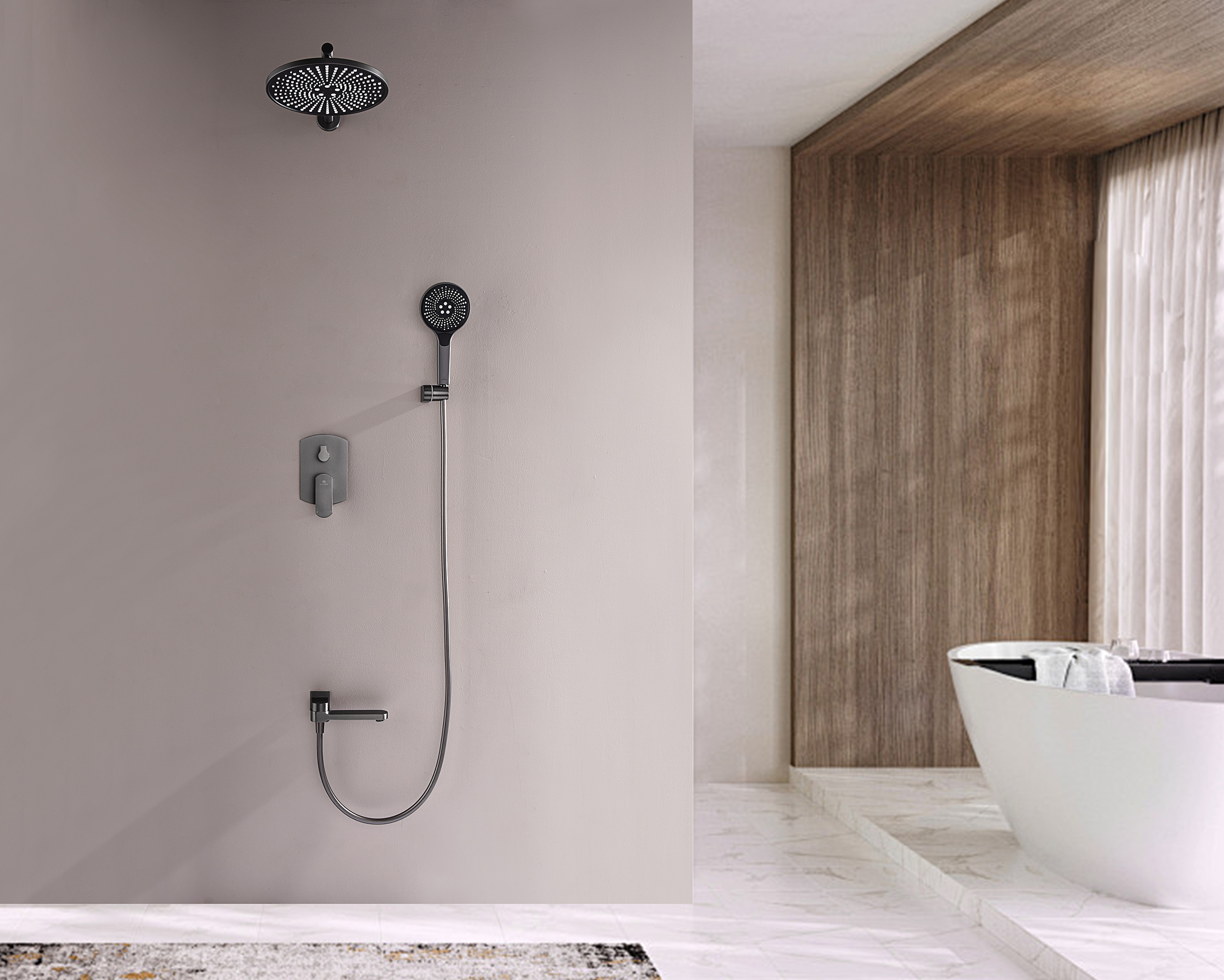 06165-Q Смеситель встраиваемый для душа с 3-функ. (ГРАФИТ) GANZER (6/1шт)