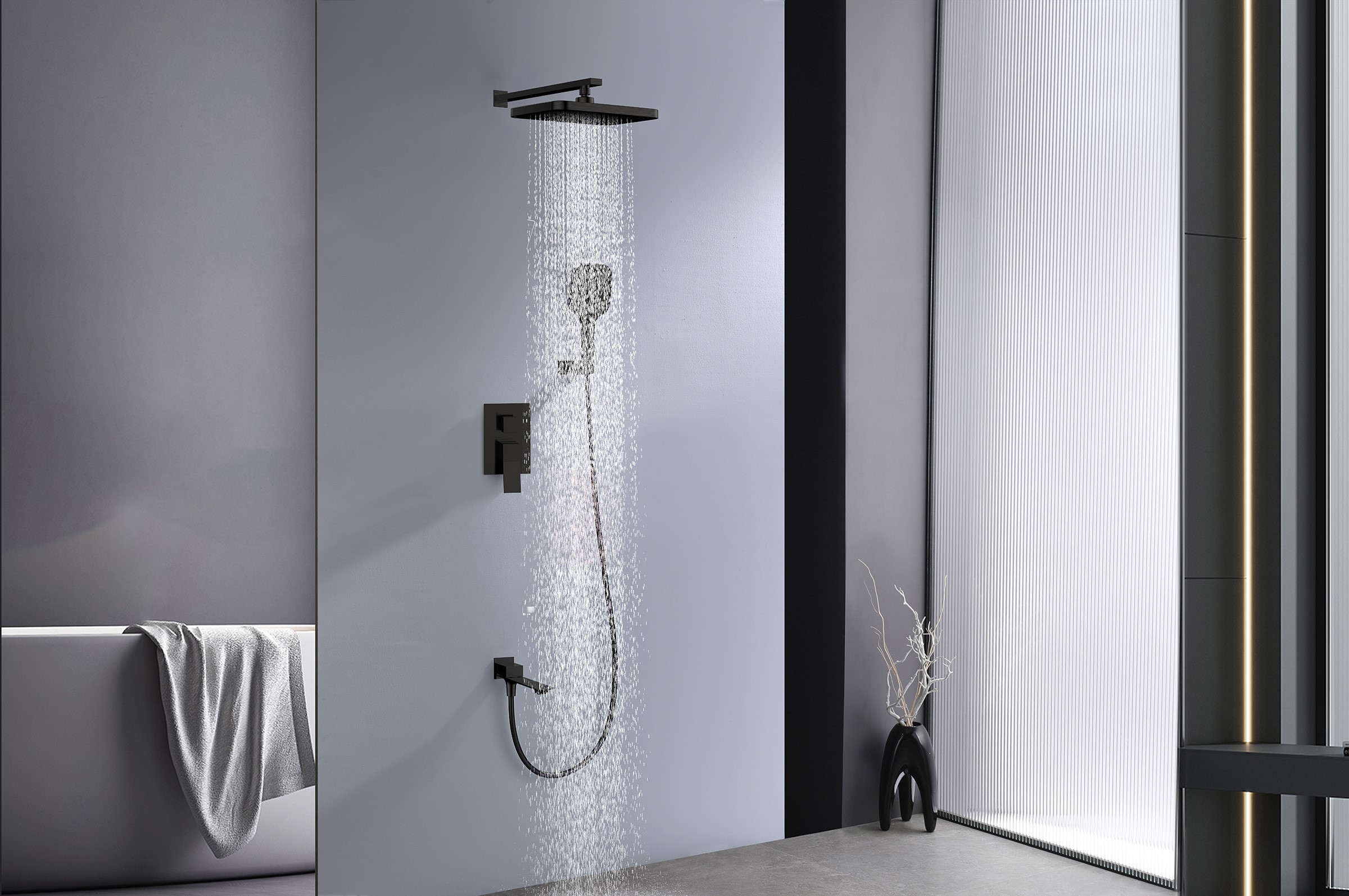 05165-C Смеситель встраиваемый для душа с 3-функ. (ЧЕРНЫЙ) GANZER (6/1шт)