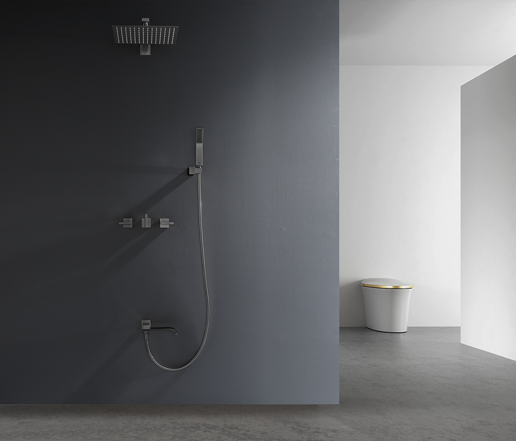 01165-Q Смеситель встраиваемый для душа с 3-функ. (ГРАФИТ) GANZER (6/1шт)