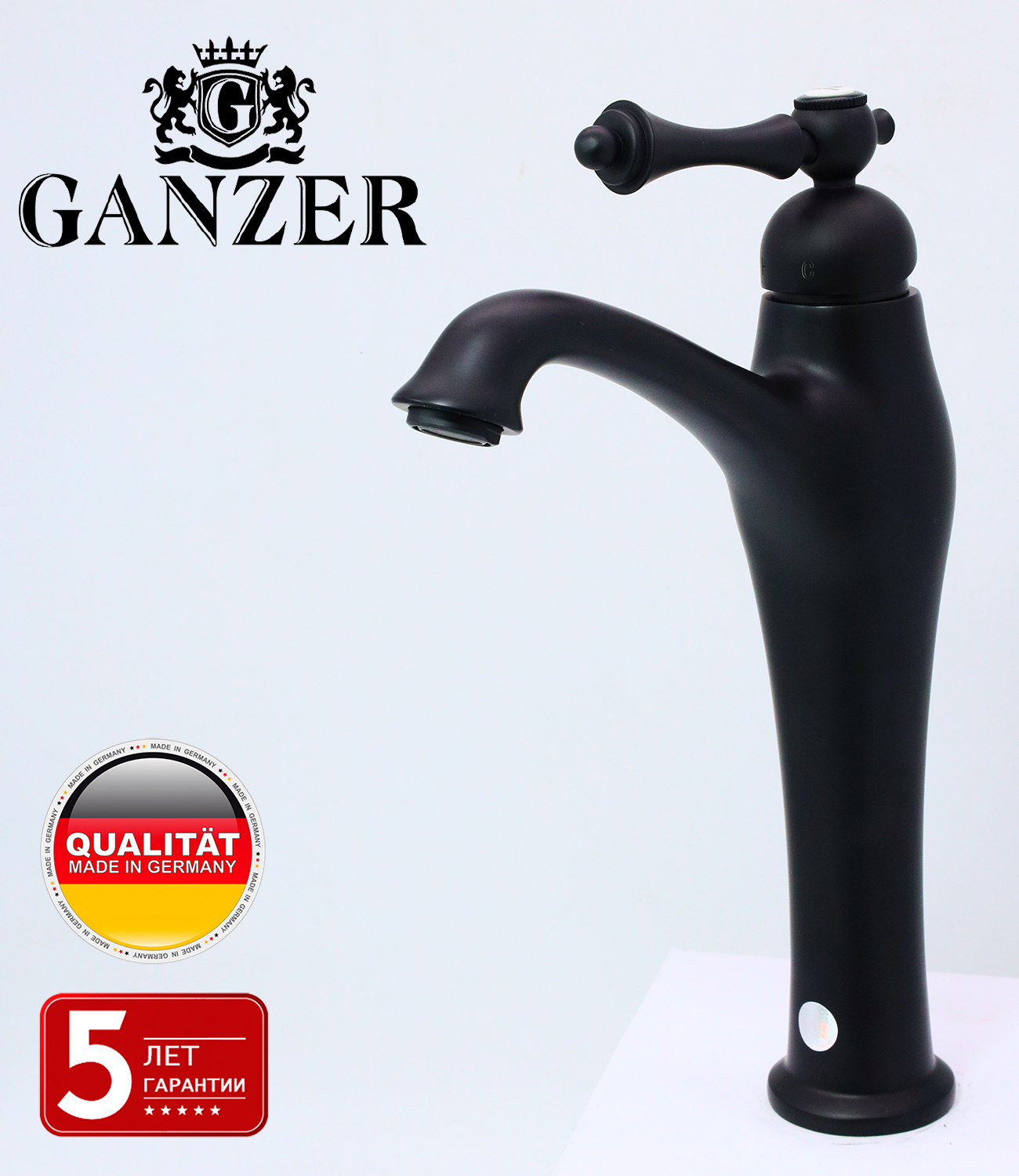 77013-C Смеситель од. для раковины-чаши (ЧЕРНЫЙ)  GANZER  (10/1шт) Л/К