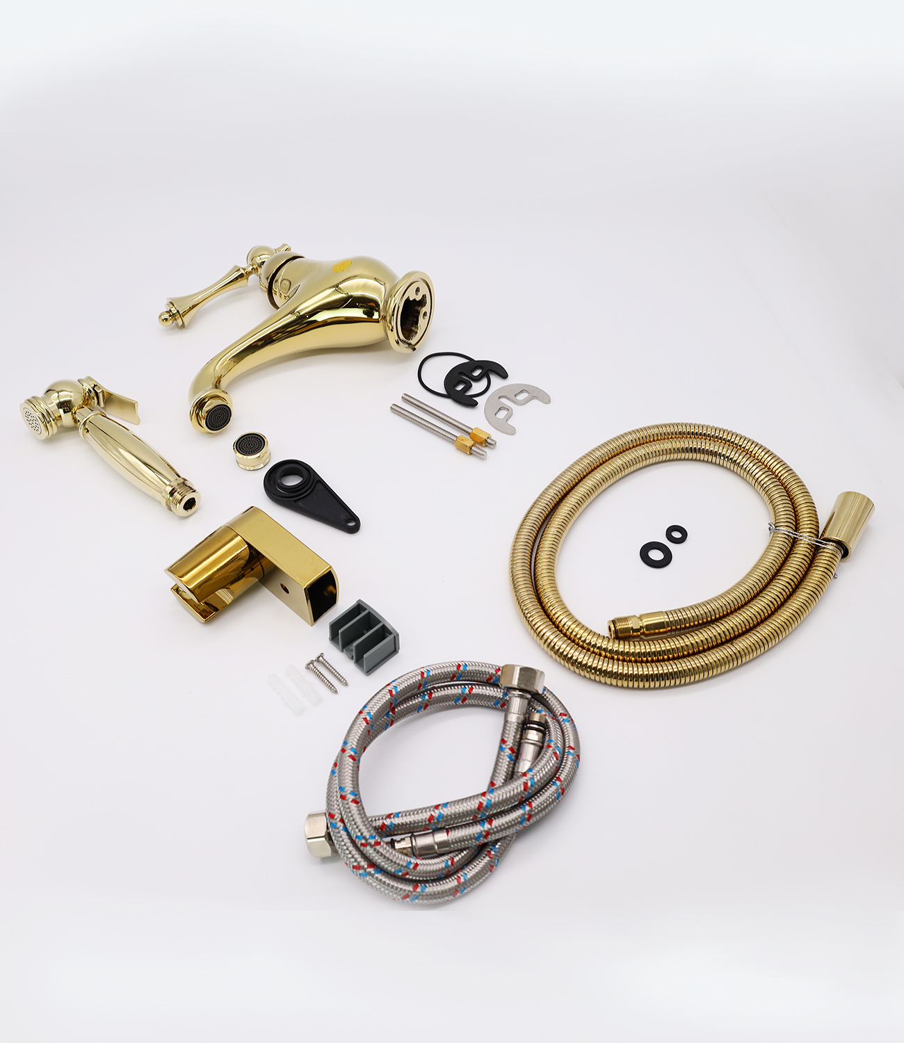 77051-E Смеситель для умыв. с гиг. под. (ЗОЛОТО)