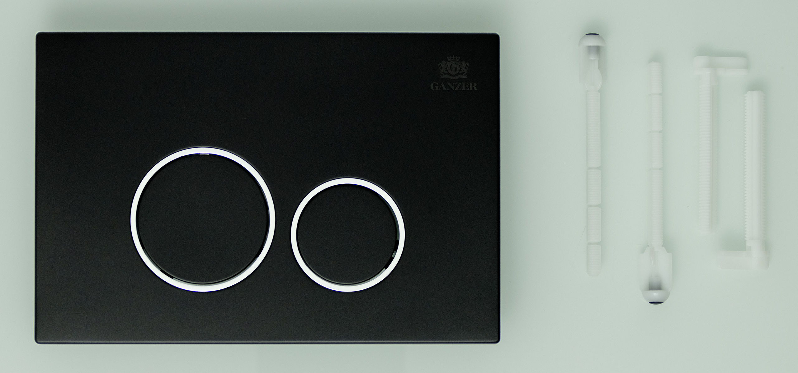 Кнопка для инсталляции с  КРУГ. клав. (ЧЕРНЫЙ МАТ.)  GANZER  (24/1шт)