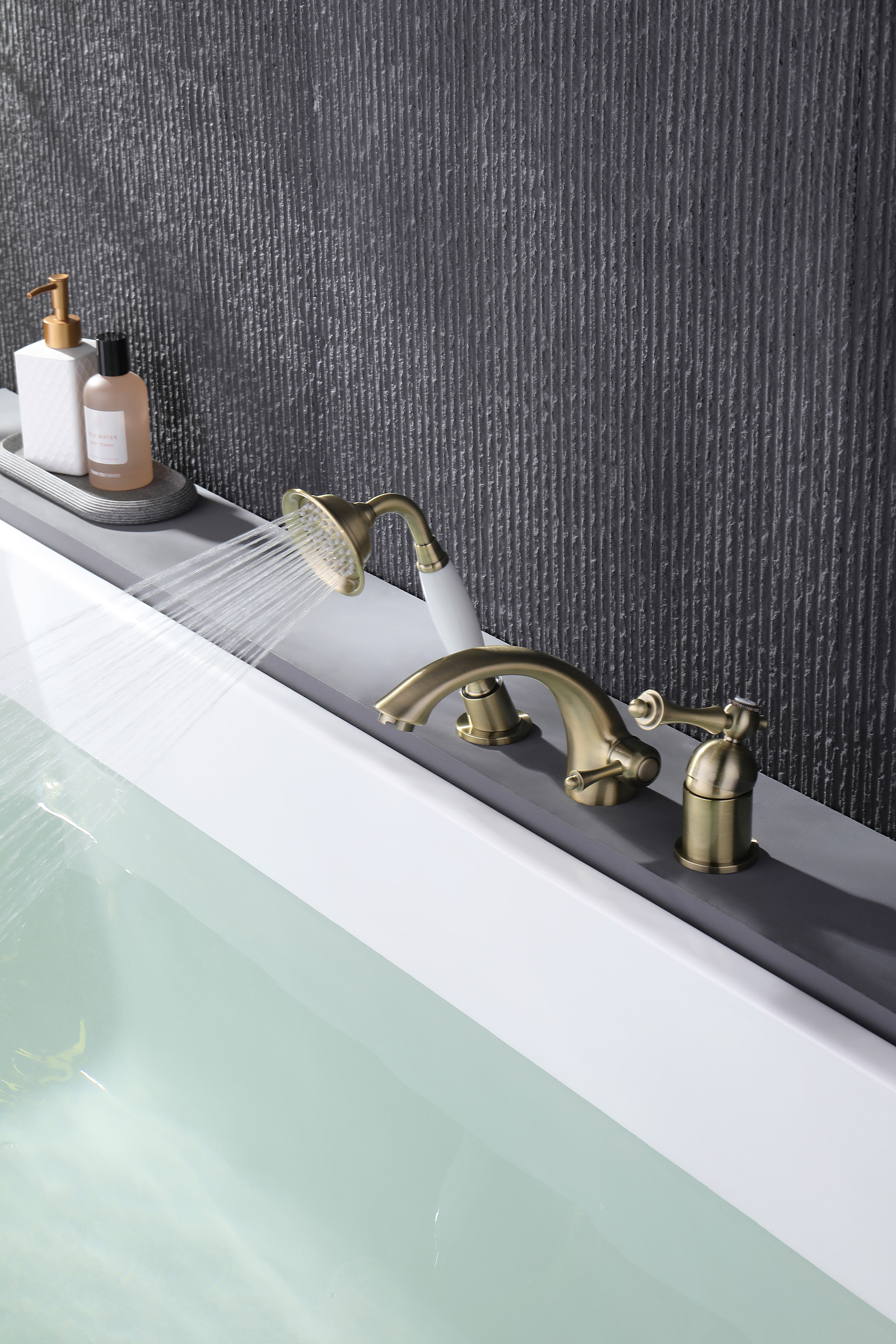 77133-D Смеситель на борт ванны (3-отв,БРОНЗА)  GANZER (8/1шт)