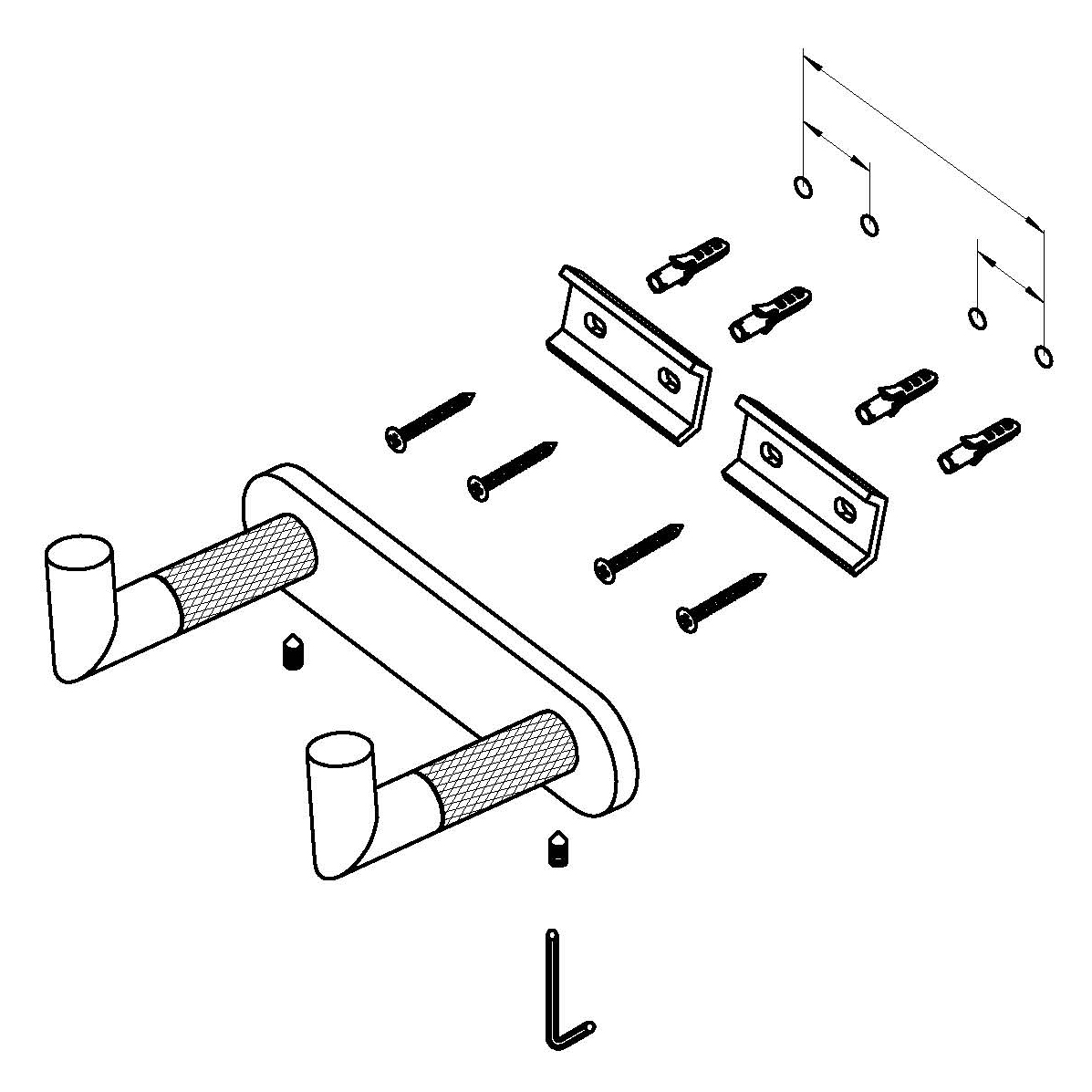 19552-C Крючок двойной для полотенец (ЧЕРНЫЙ) GANZER  (20/1шт)