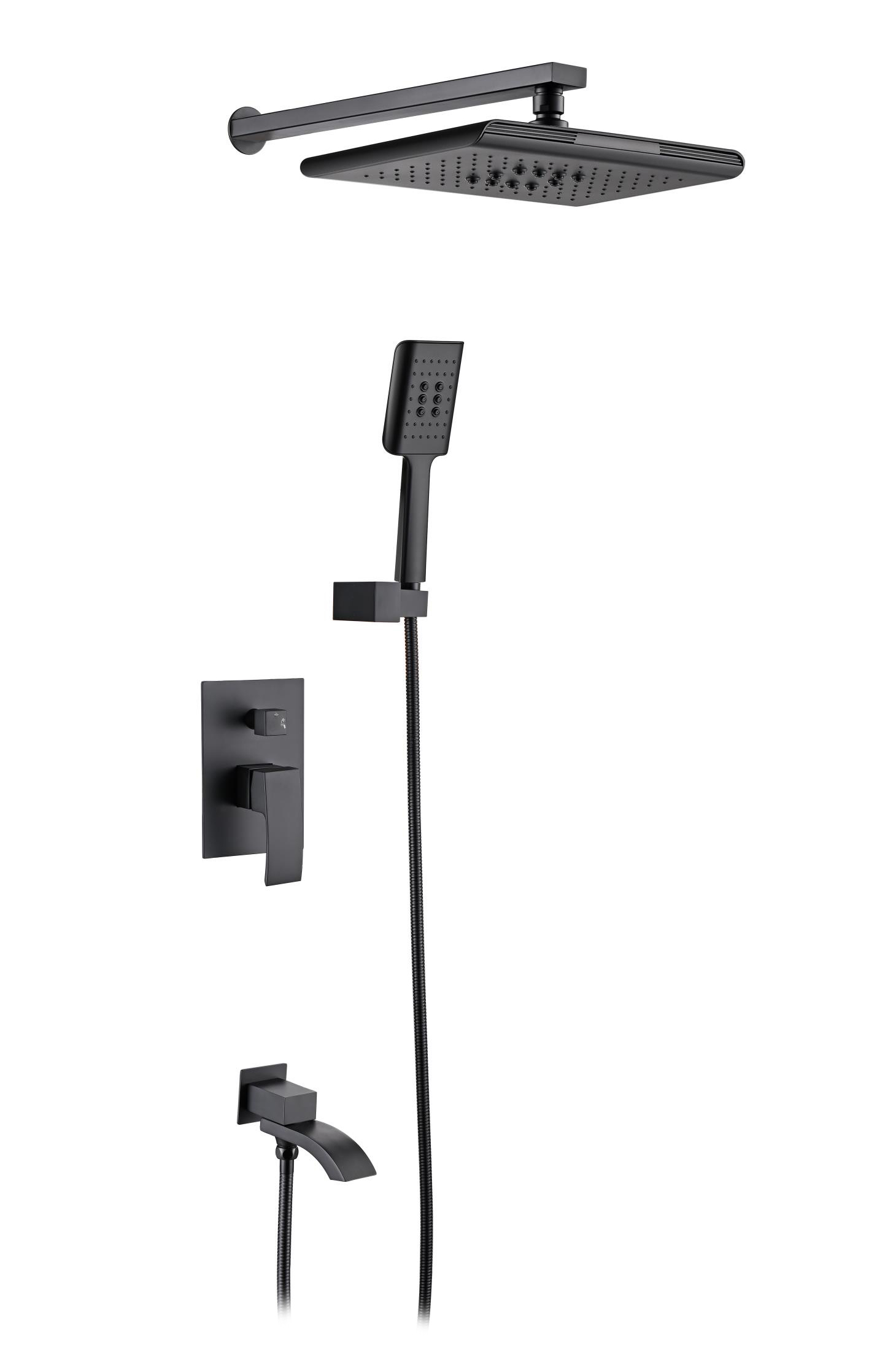 44065-C Встроенный смес для душа с 3-функ. (чер.+хром) "GANZER"  (6/1шт)