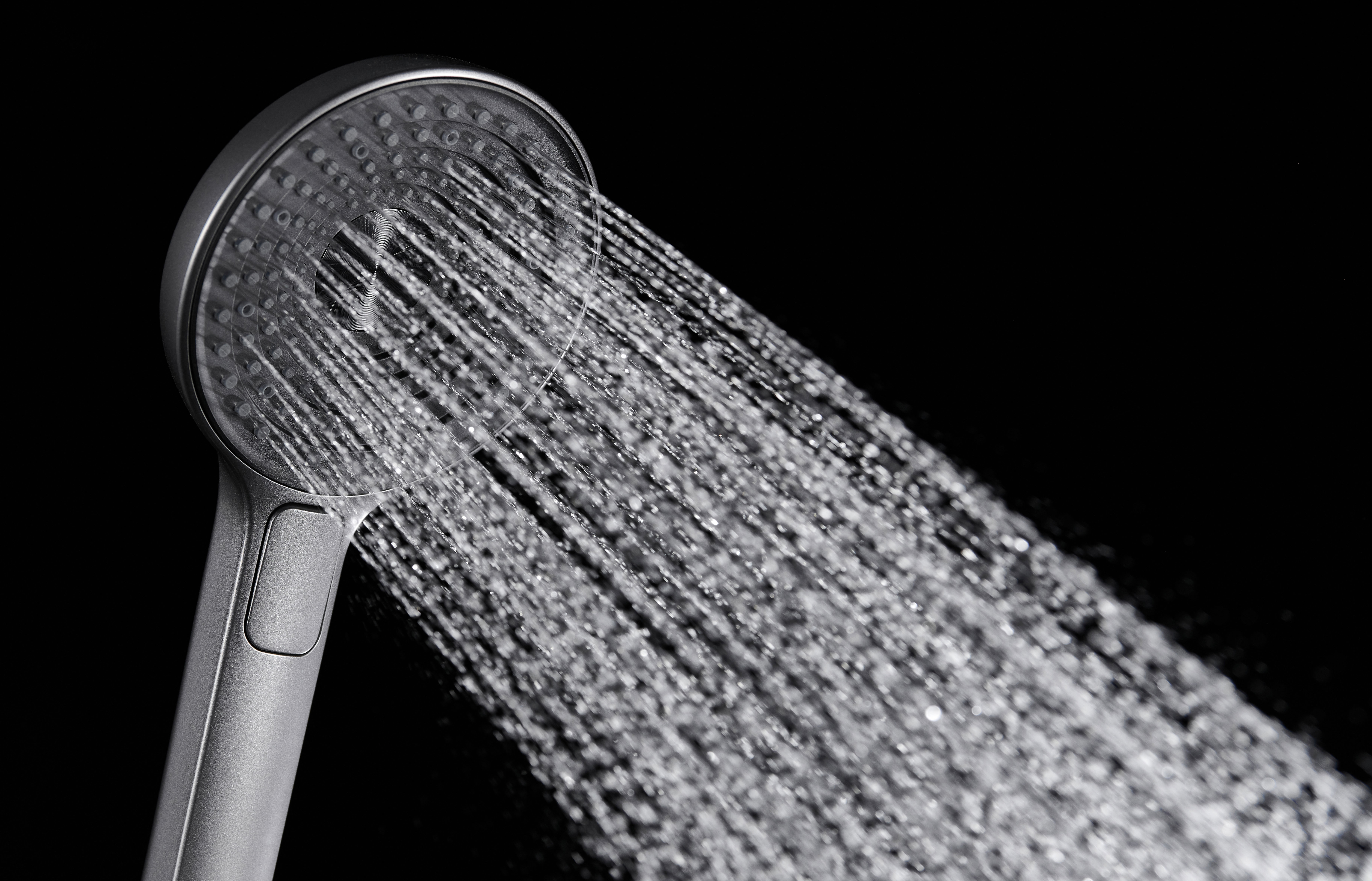 3029-Q Лейка массажная 3 позиции, кнопка (ГРАФИТ) GANZER  (56/1шт)