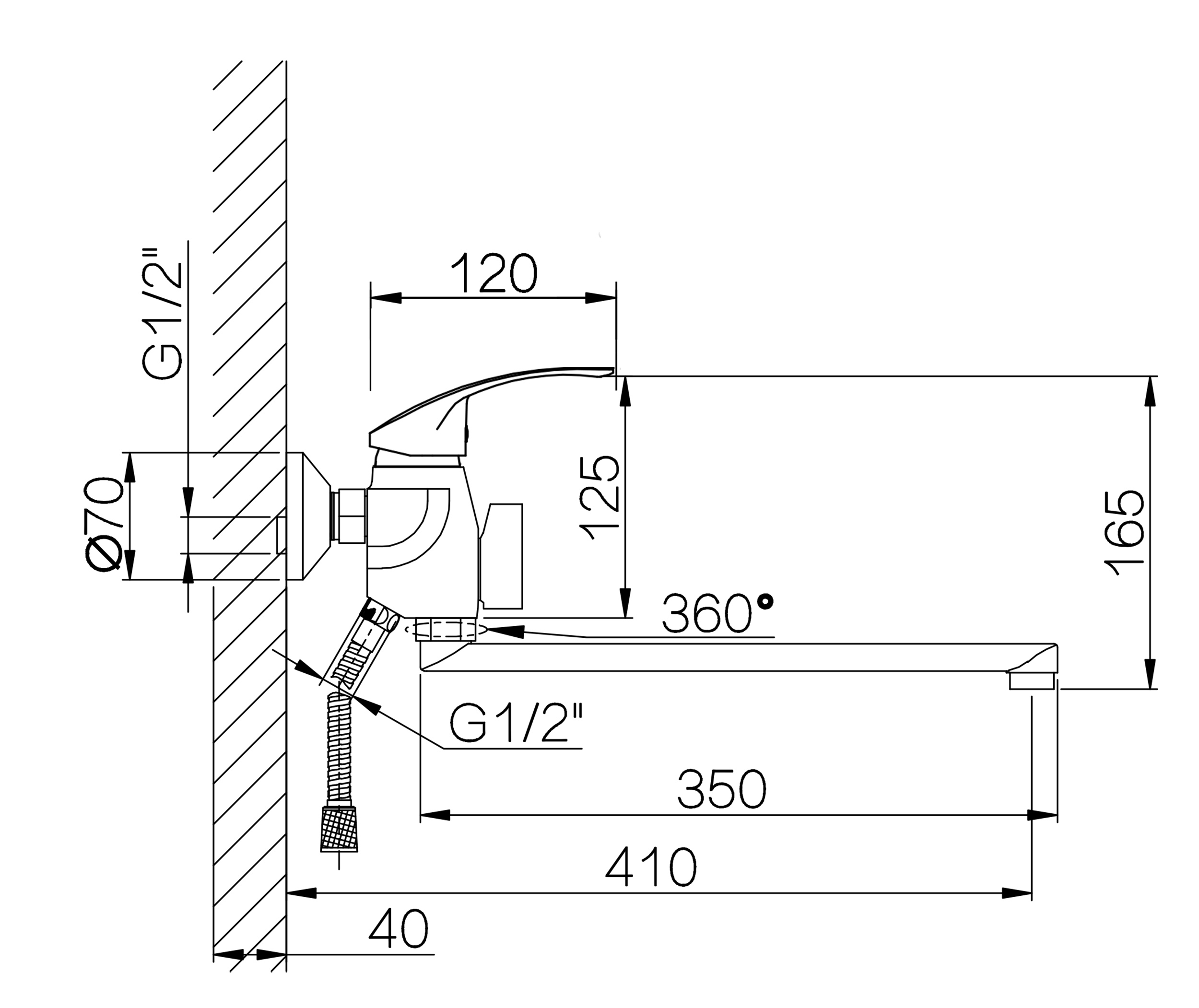 22021 Смеситель для ванны HANSEN  (10/1шт)