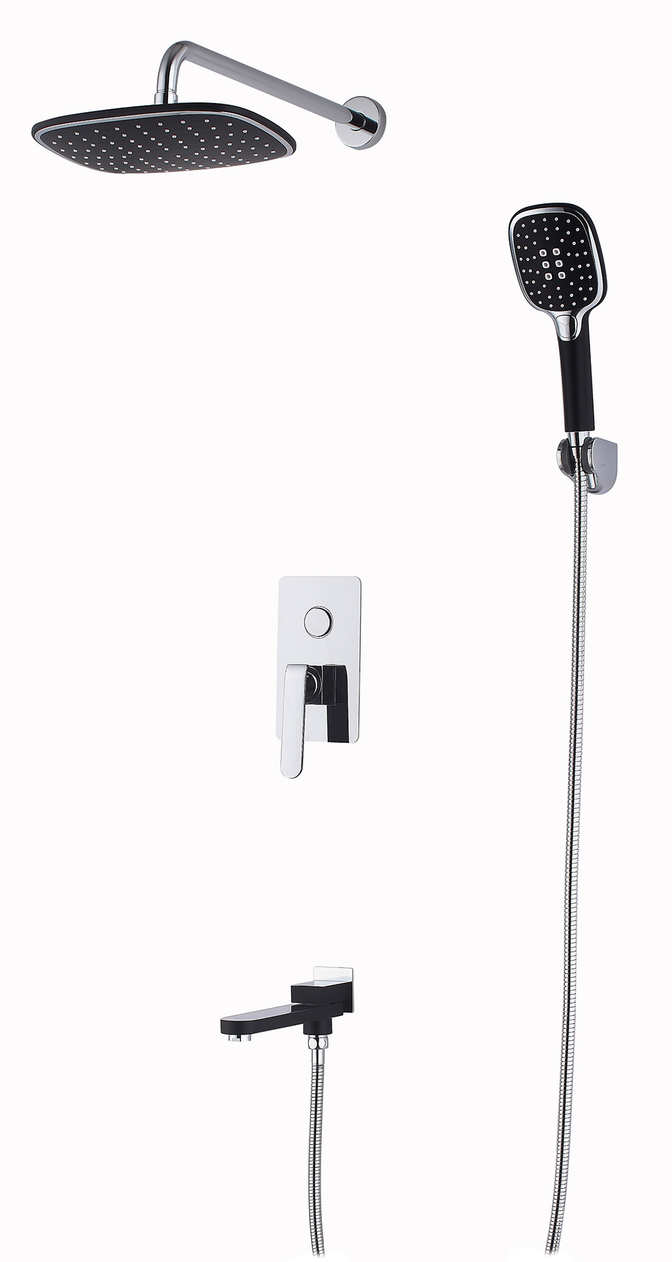 26065-C Встроенный смес для душа с 3-функ. (черный+хром) "GANZER"  (5/1шт) Л/К