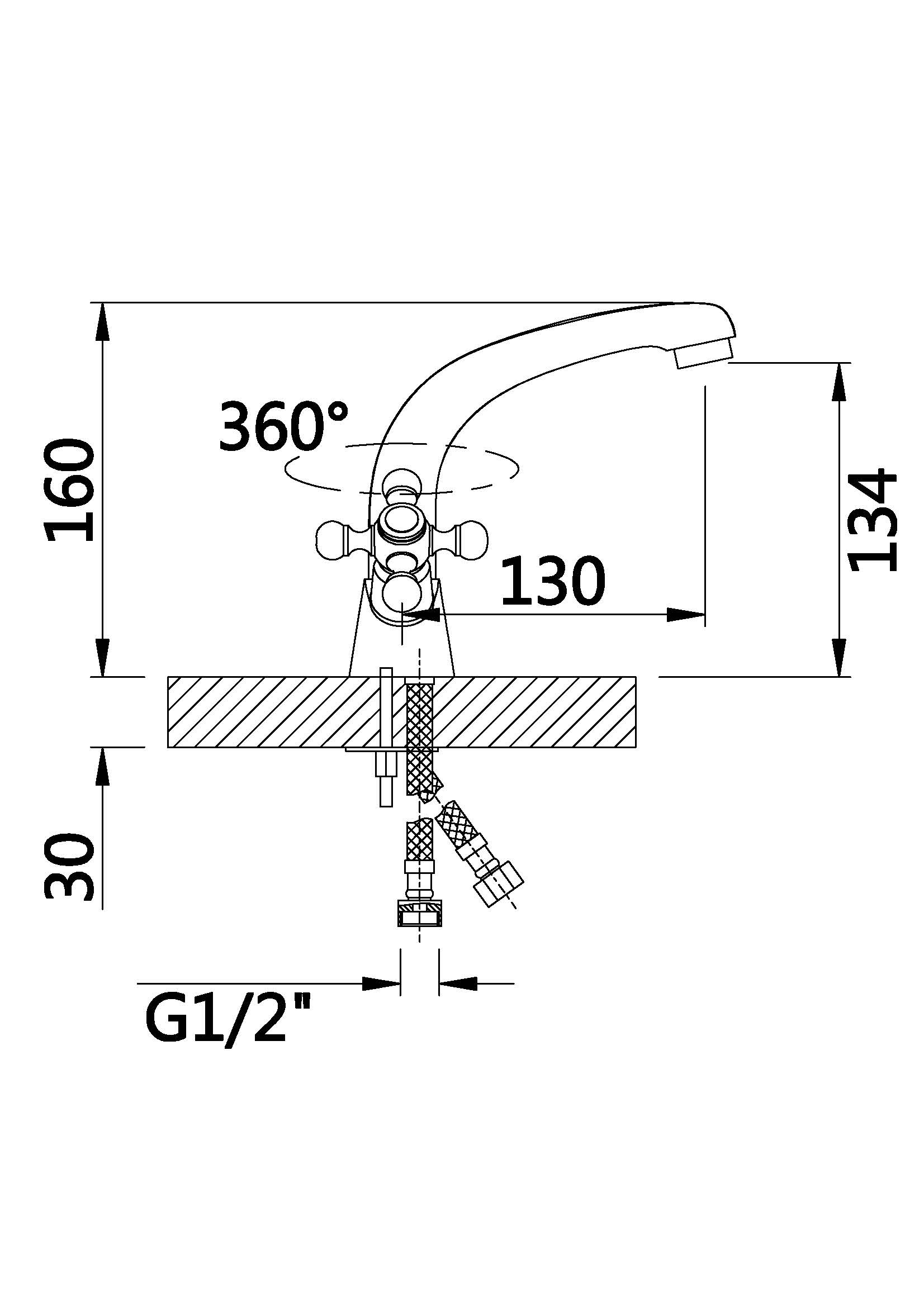 09011 Смеситель двухвент для умывальника "GANZER"