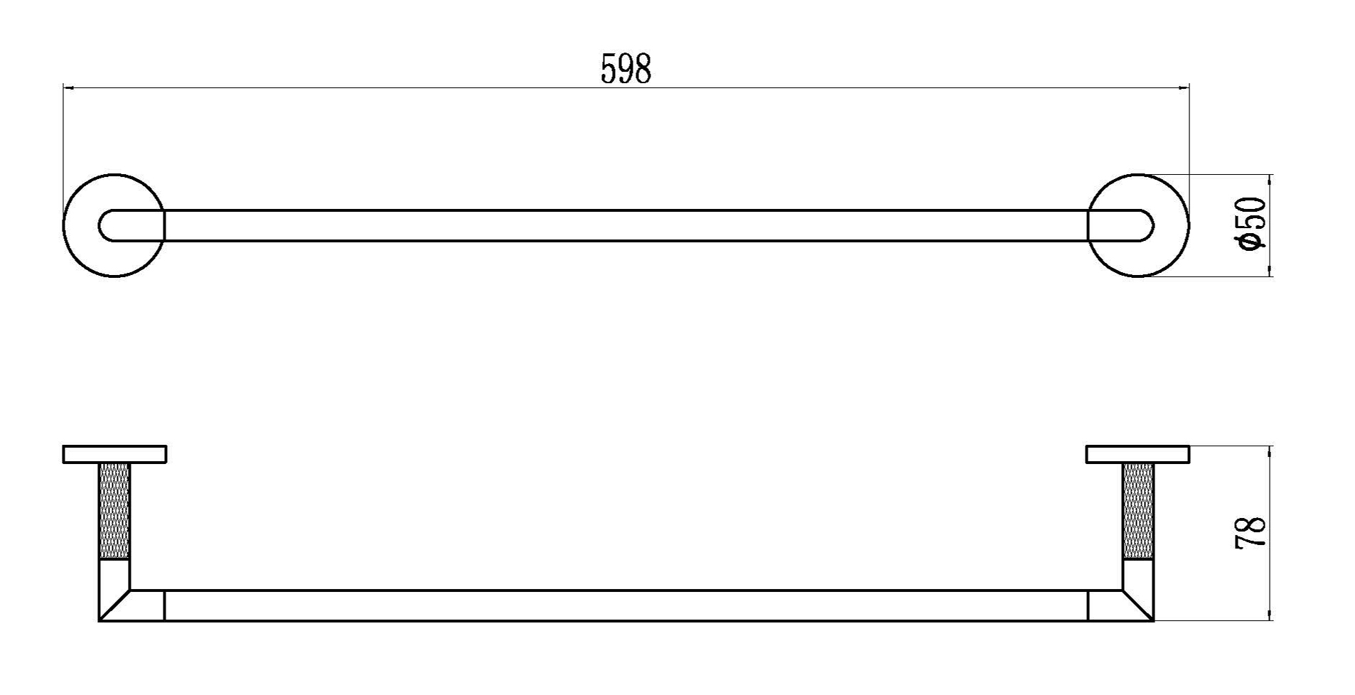 19570-S Держатель для полотенца 55 см. (Мат. Золото)  GANZER (10/1шт)