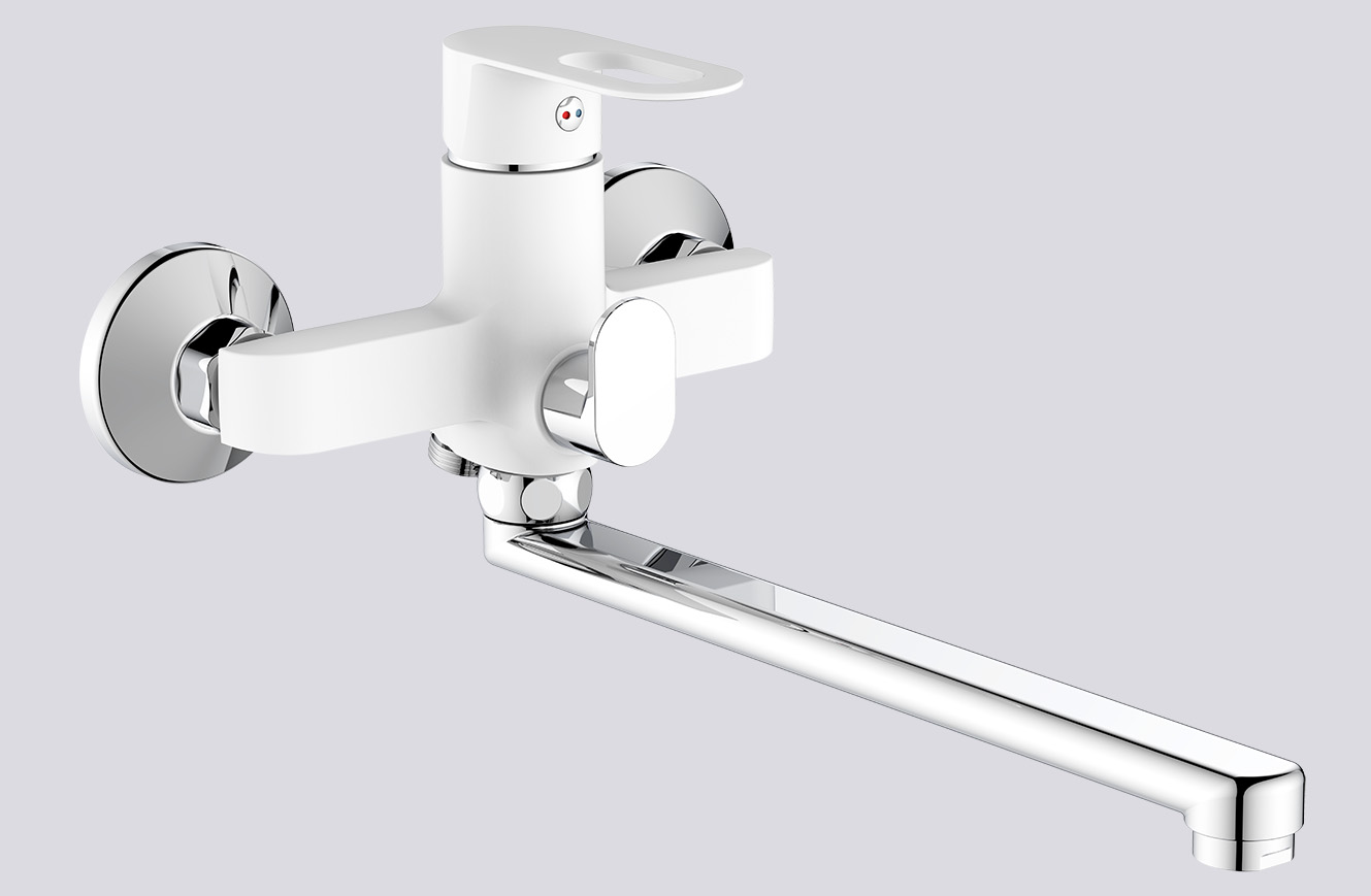 22018-F Cмеситель для ванны (белый) HANSEN  (10/1шт)