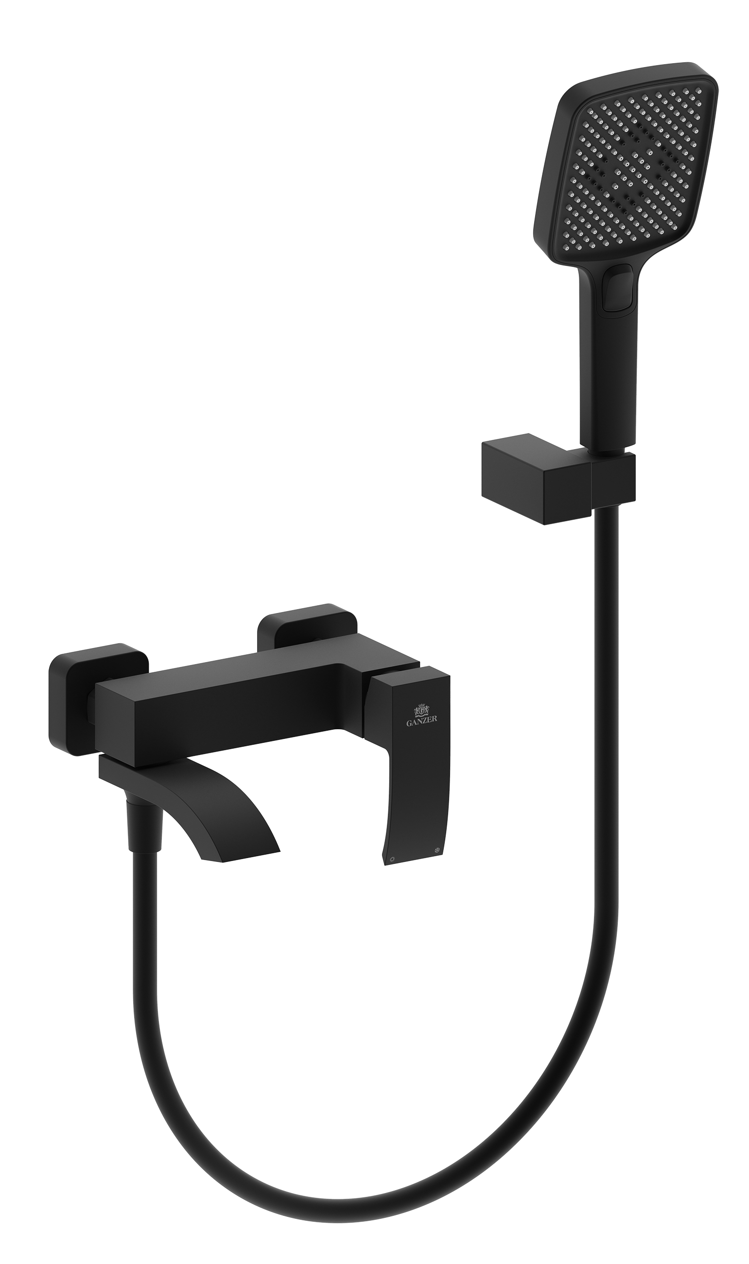 44031-C Смес. для ванны пов. (черный) GANZER  (8/1шт)