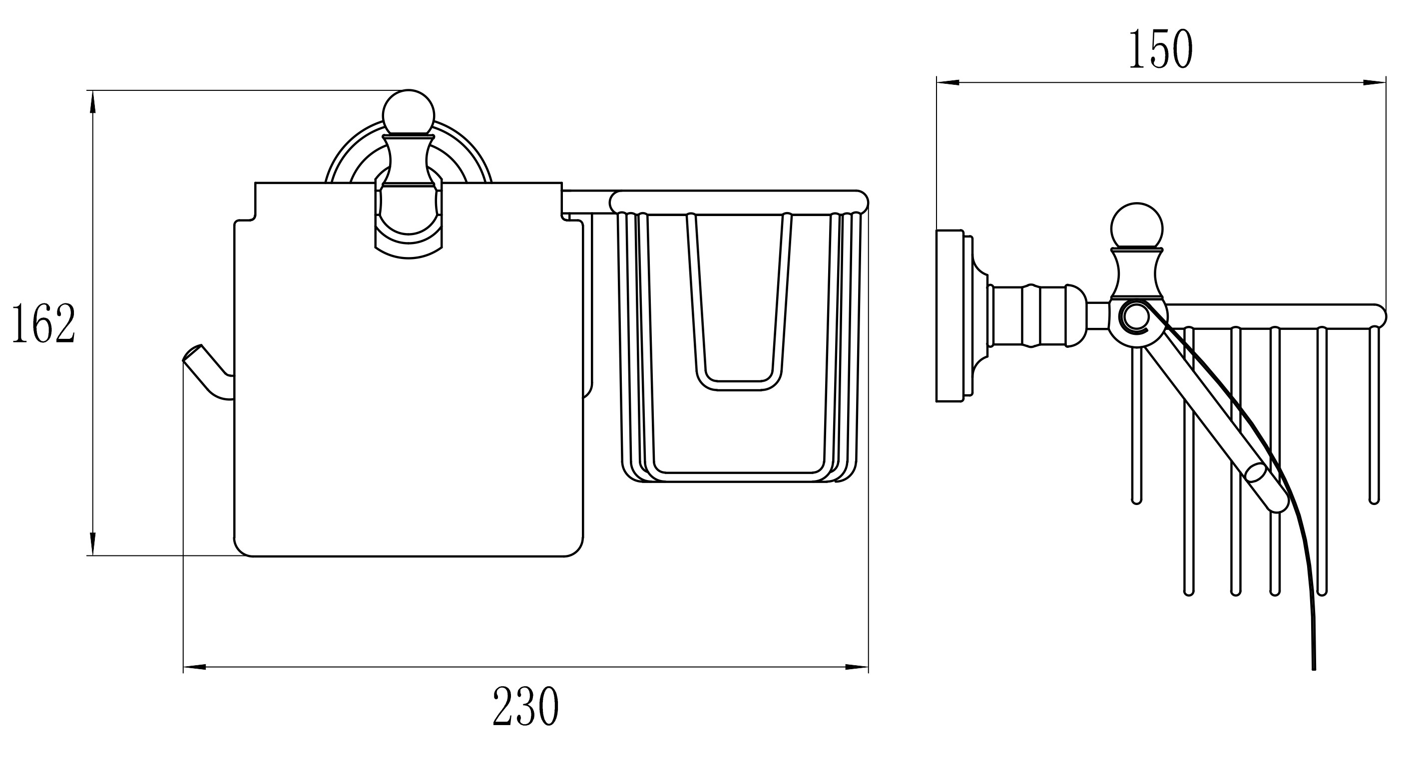 31031L-D Б/держатель+осв. левый (БРОНЗ) GANZER (20/1шт)