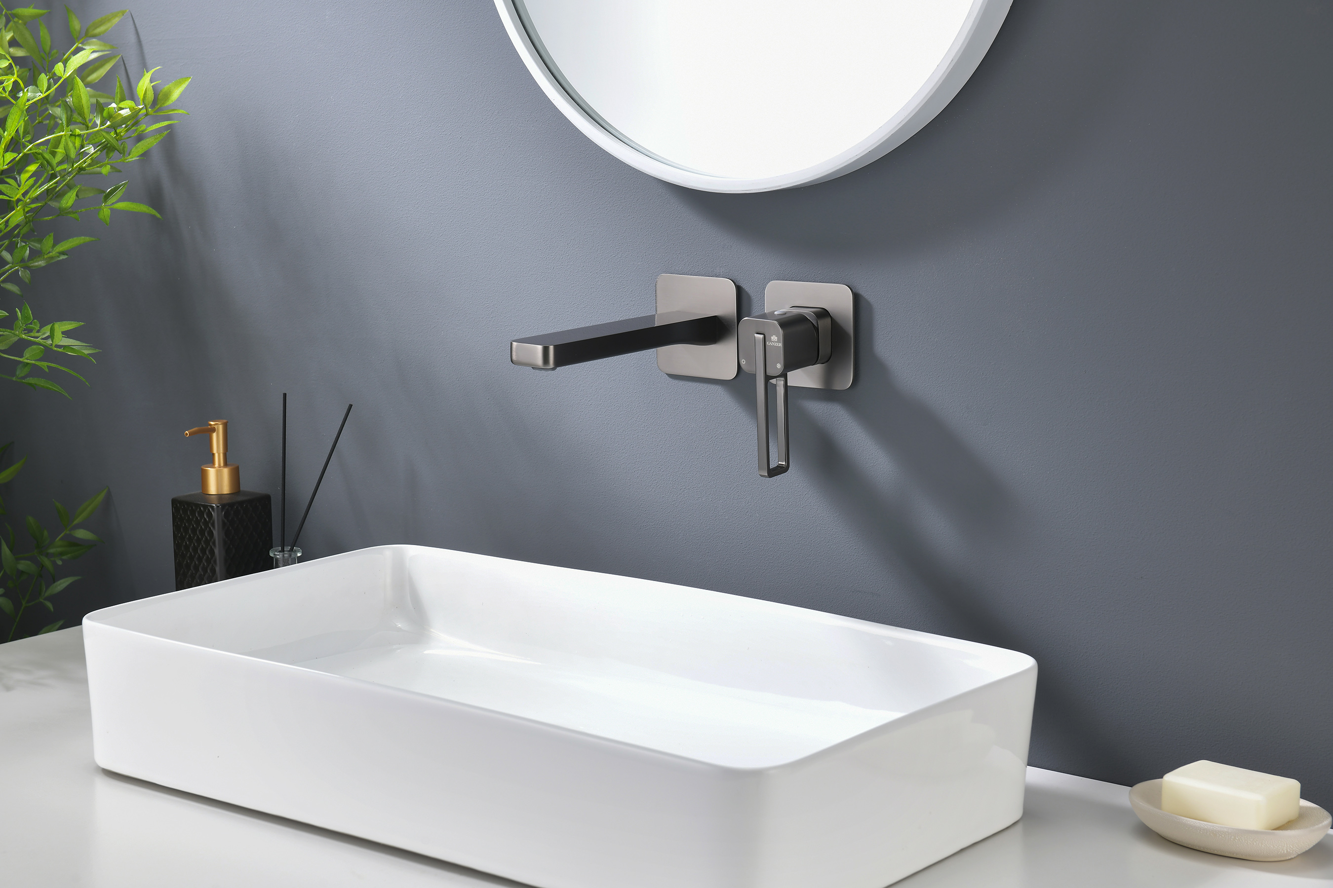 12144-Q Встроенный смес для рак. (ГРАФИТ) GANZER  (10/1шт)