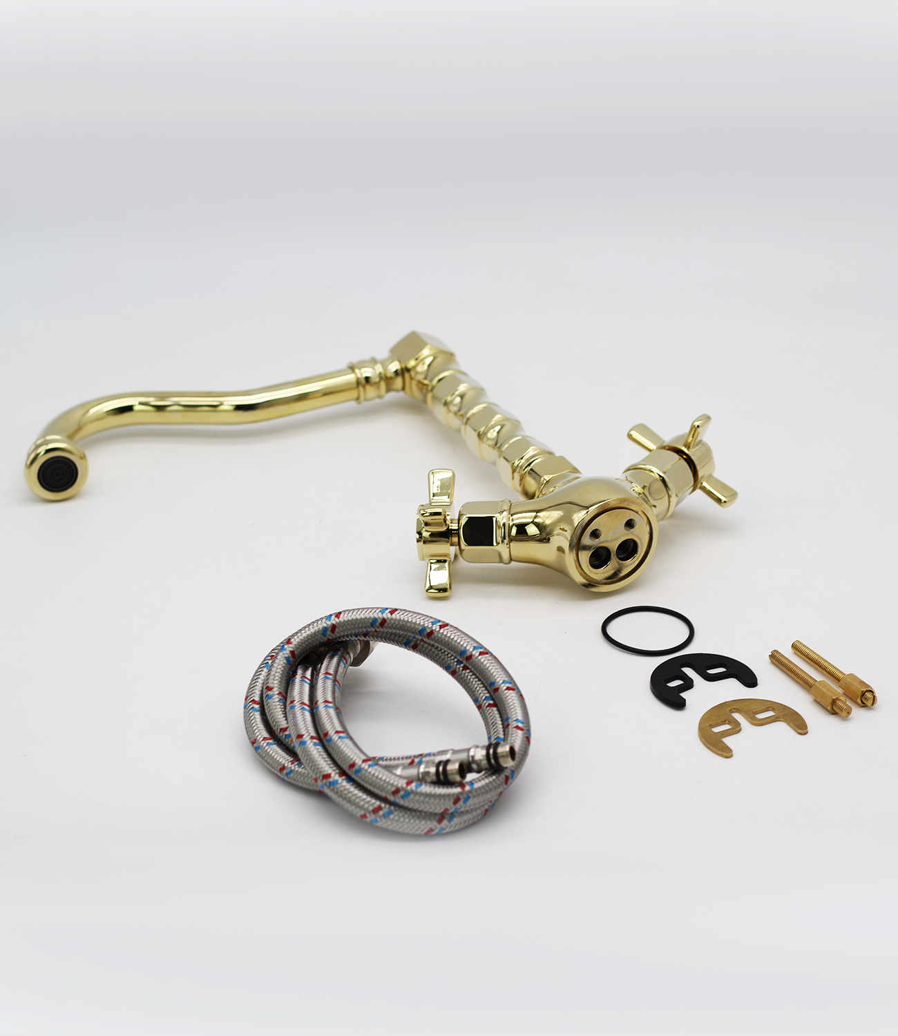 15022-E Смеситель двухвент для кухни ЗОЛОТО GANZER (10/1шт)