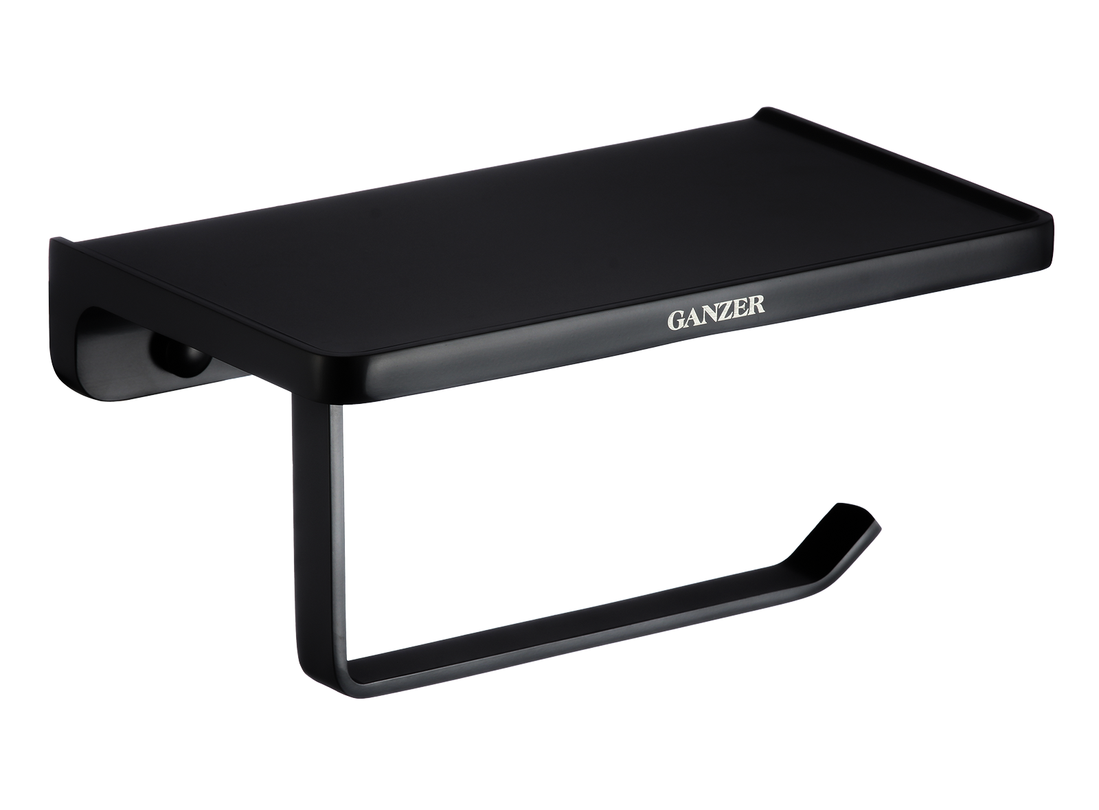 88034-C Держатель для туалетной бумаги с полкой (ЧЕРНЫЙ) GANZER  (20/1шт)