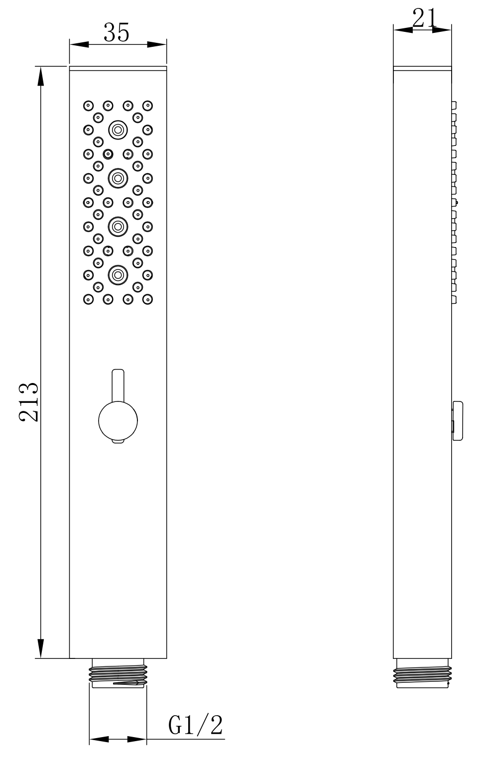 2004-Q Лейка для душа, 2 функции, квадрат. (ГРАФИТ) GANZER  (90/1шт)