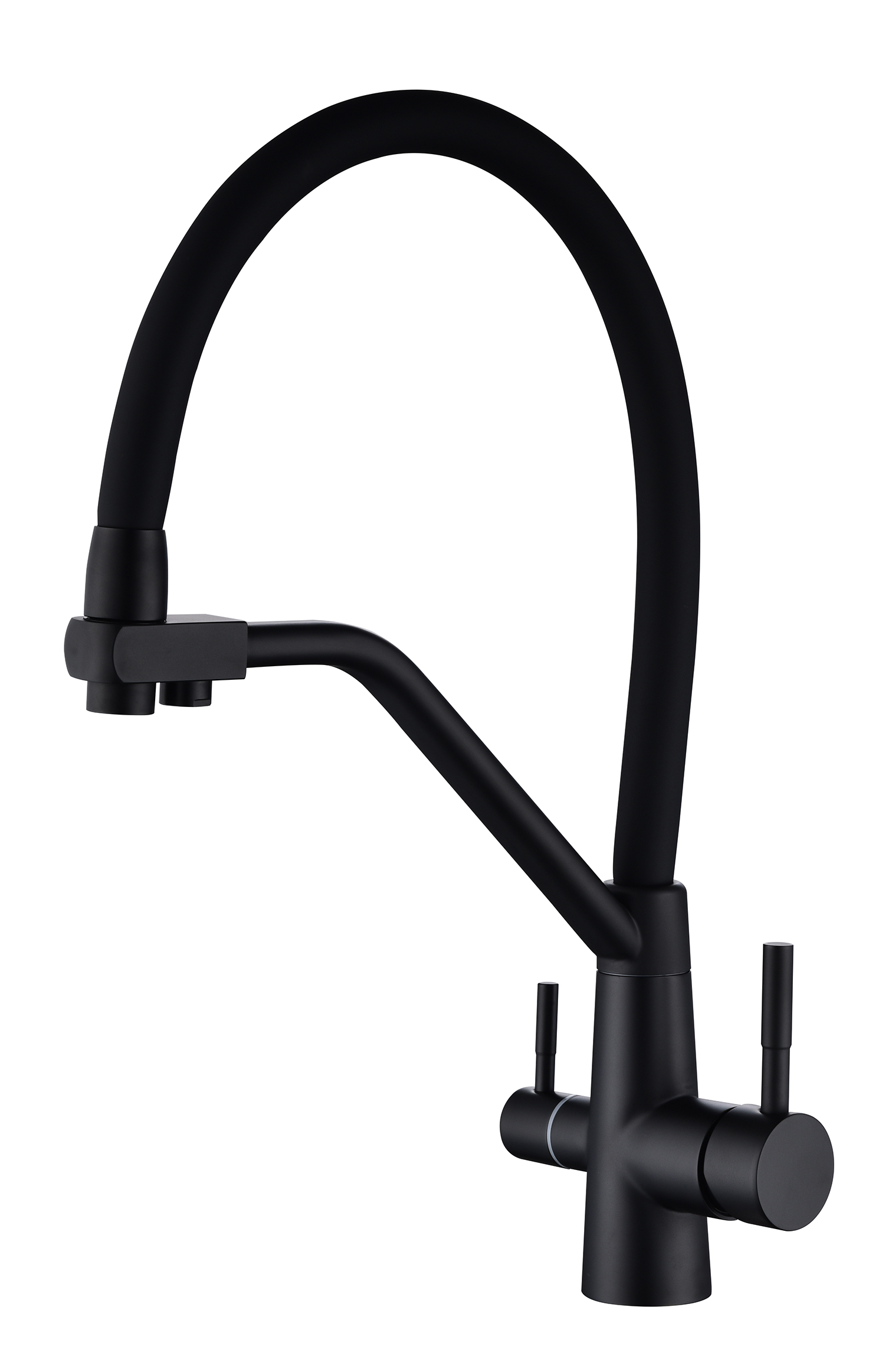 15055-CC Смес. для кухни с гиб шланг и под филт НЕРЖ (черн/чер.) HANSEN (8/1шт)