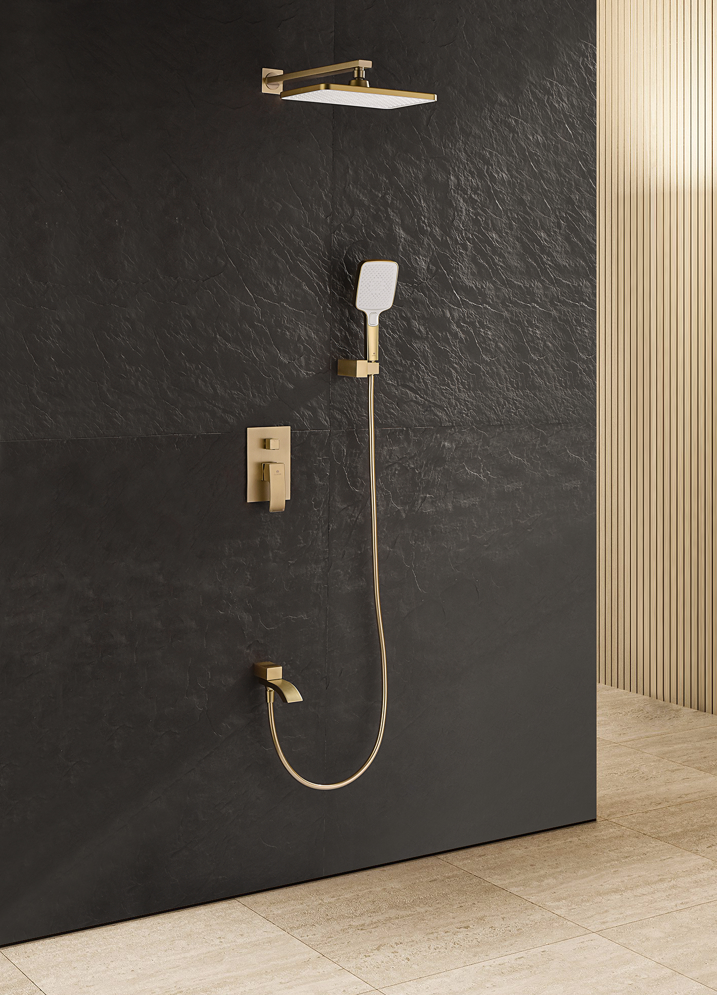 44165-S Смеситель встраиваемый для душа с 3-функ. (Мат. Золото) GANZER (6/1шт)