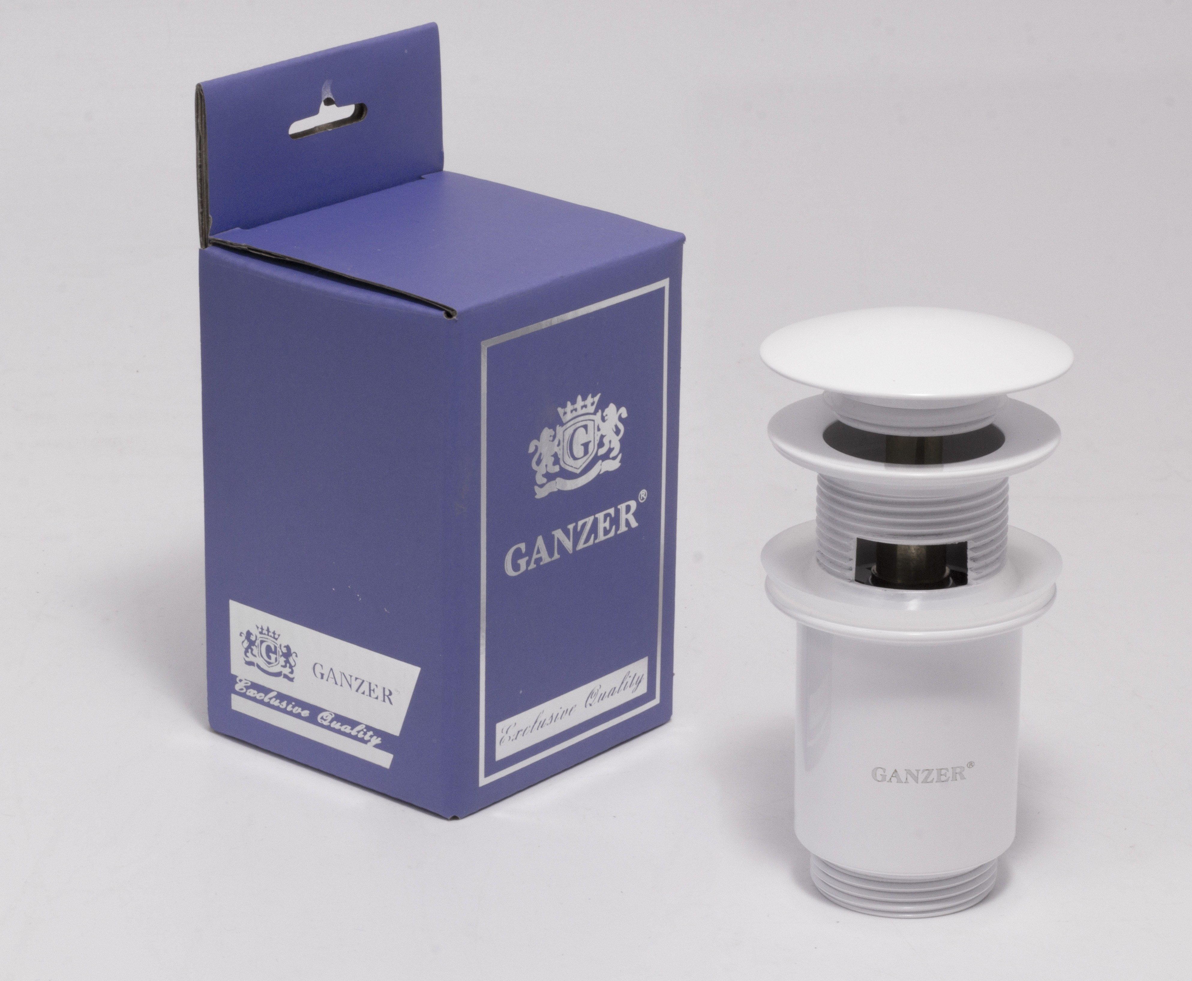 Донный клапан с перел. GANZER  F-2F БЕЛЫЙ  (50/1шт)