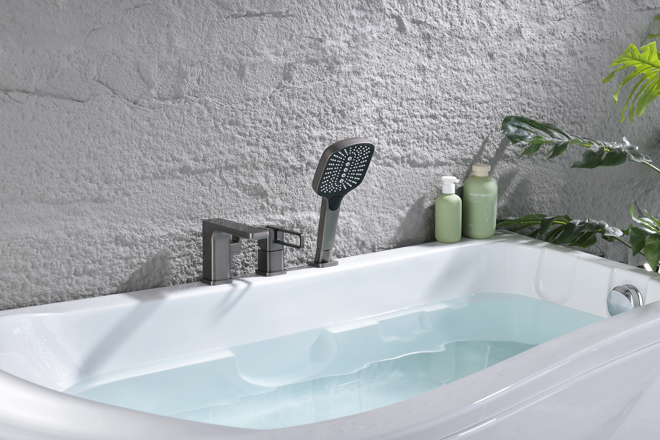 12133-Q Смеситель на борт ванны (3-отв,ГРАФИТ)  GANZER (10/1шт)