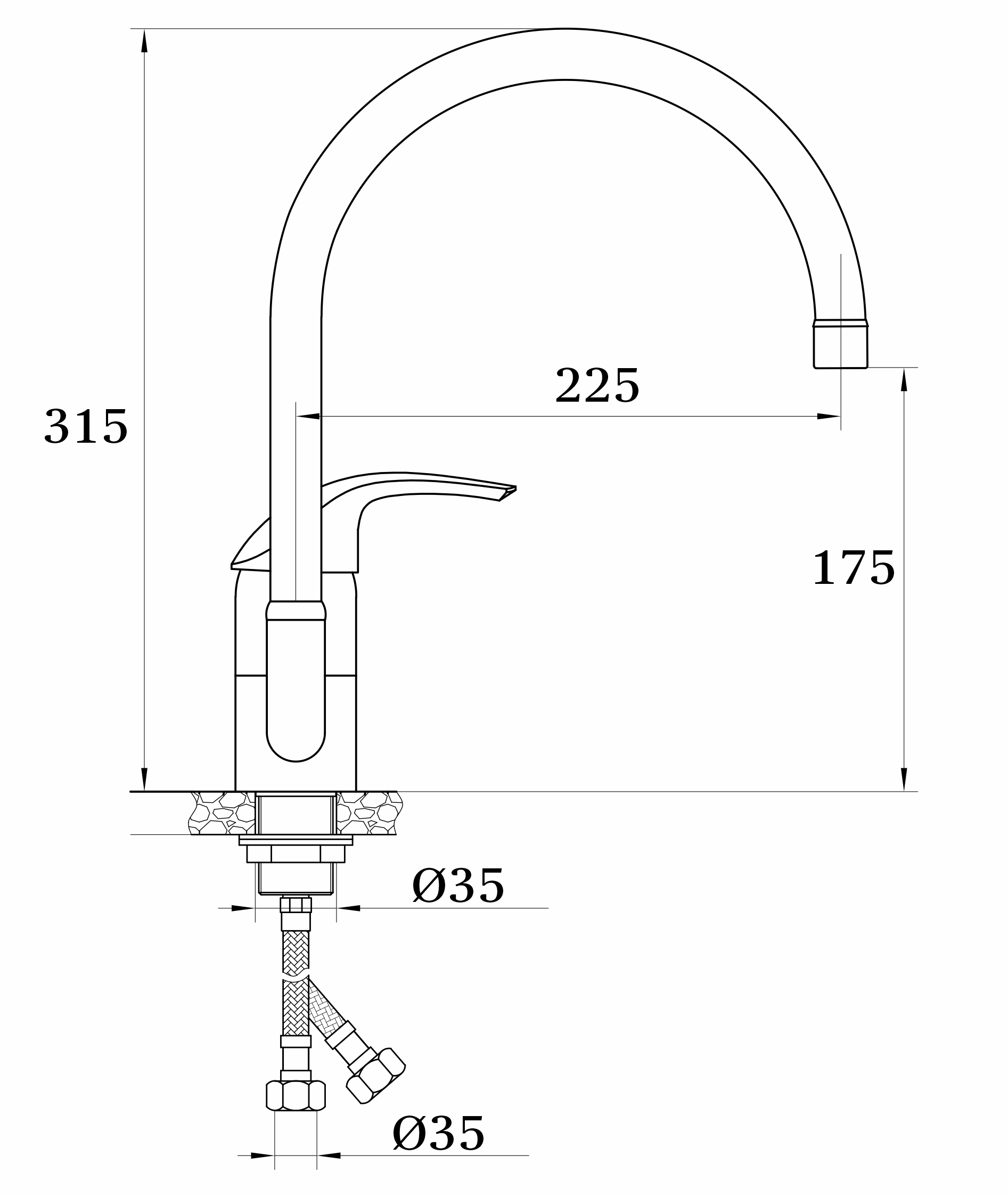 03021 Смеситель однорычажный для кухни "GANZER"  (8/1шт) Л/К