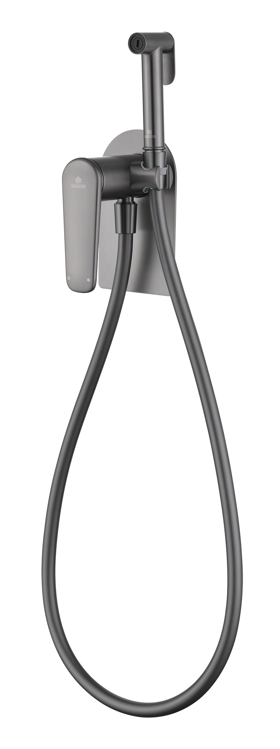 02157-Q Смеситель встраиваемый с ГИГ. душем (ГРАФИТ) GANZER (10/1шт)