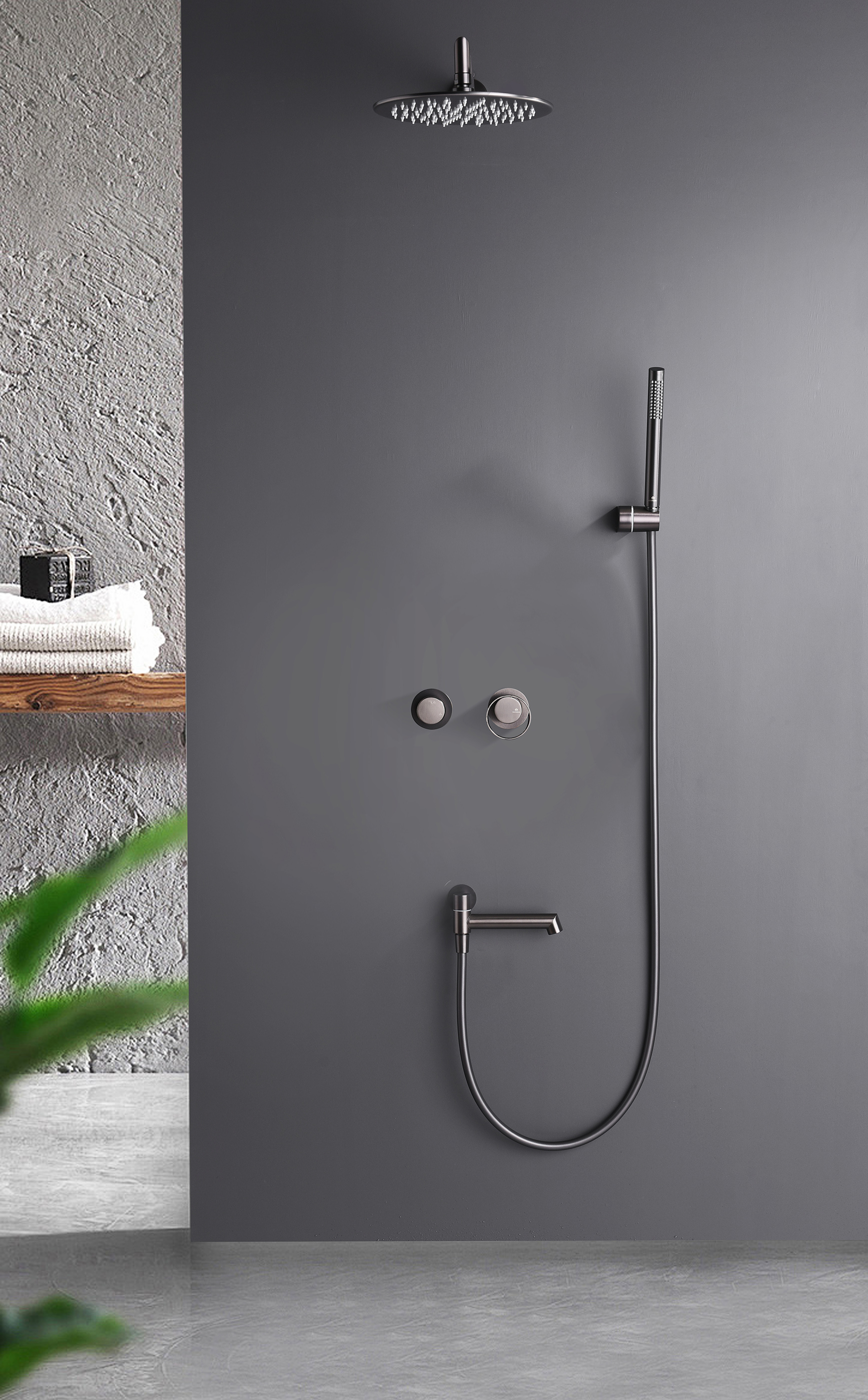 19165-Q Смеситель встраиваемый для душа с 3-функ. (ГРАФИТ) GANZER (6/1шт)