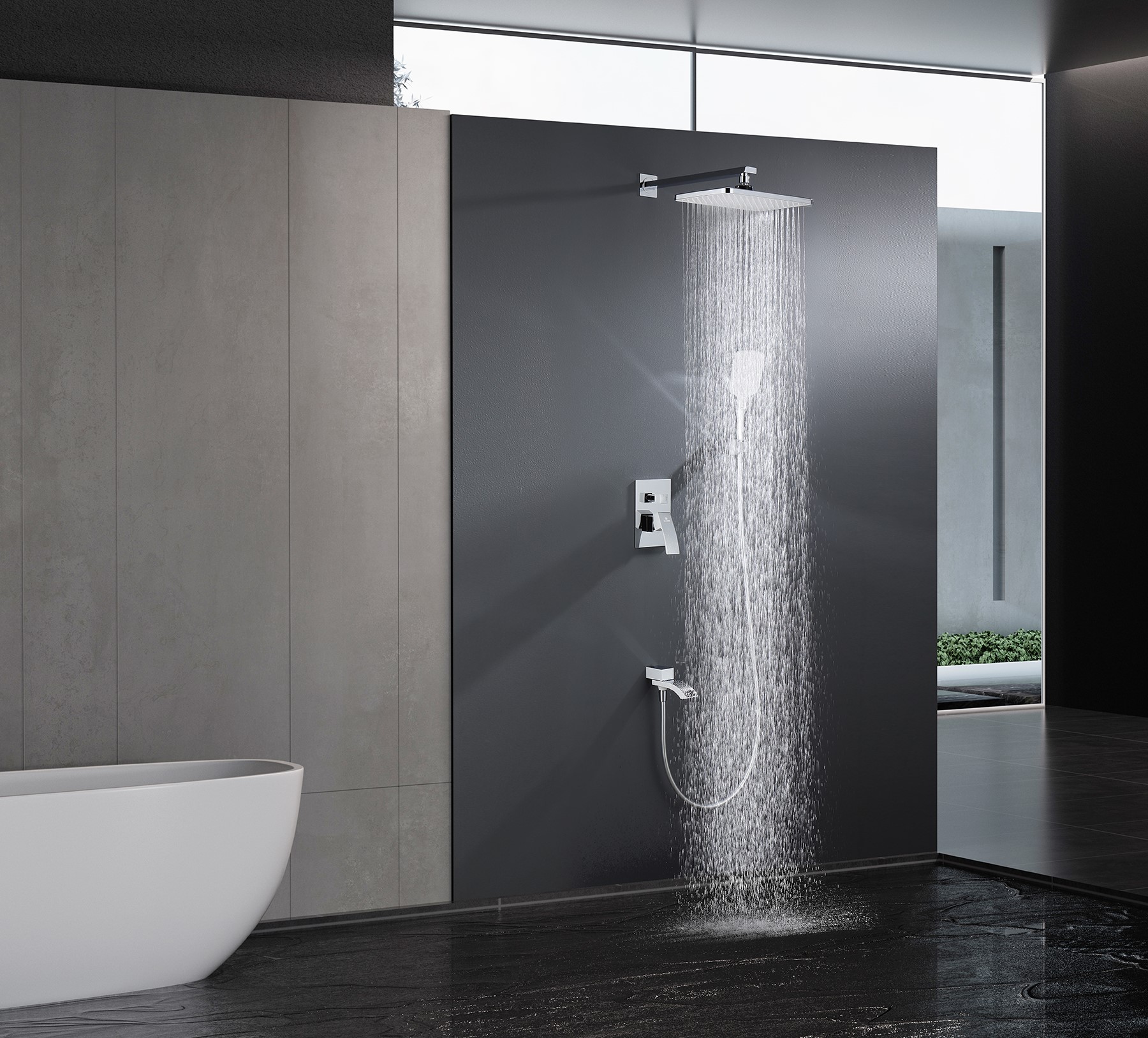 44165-F Смеситель встраиваемый для душа с 3-функ. (Белый/Хром) GANZER (6/1шт)