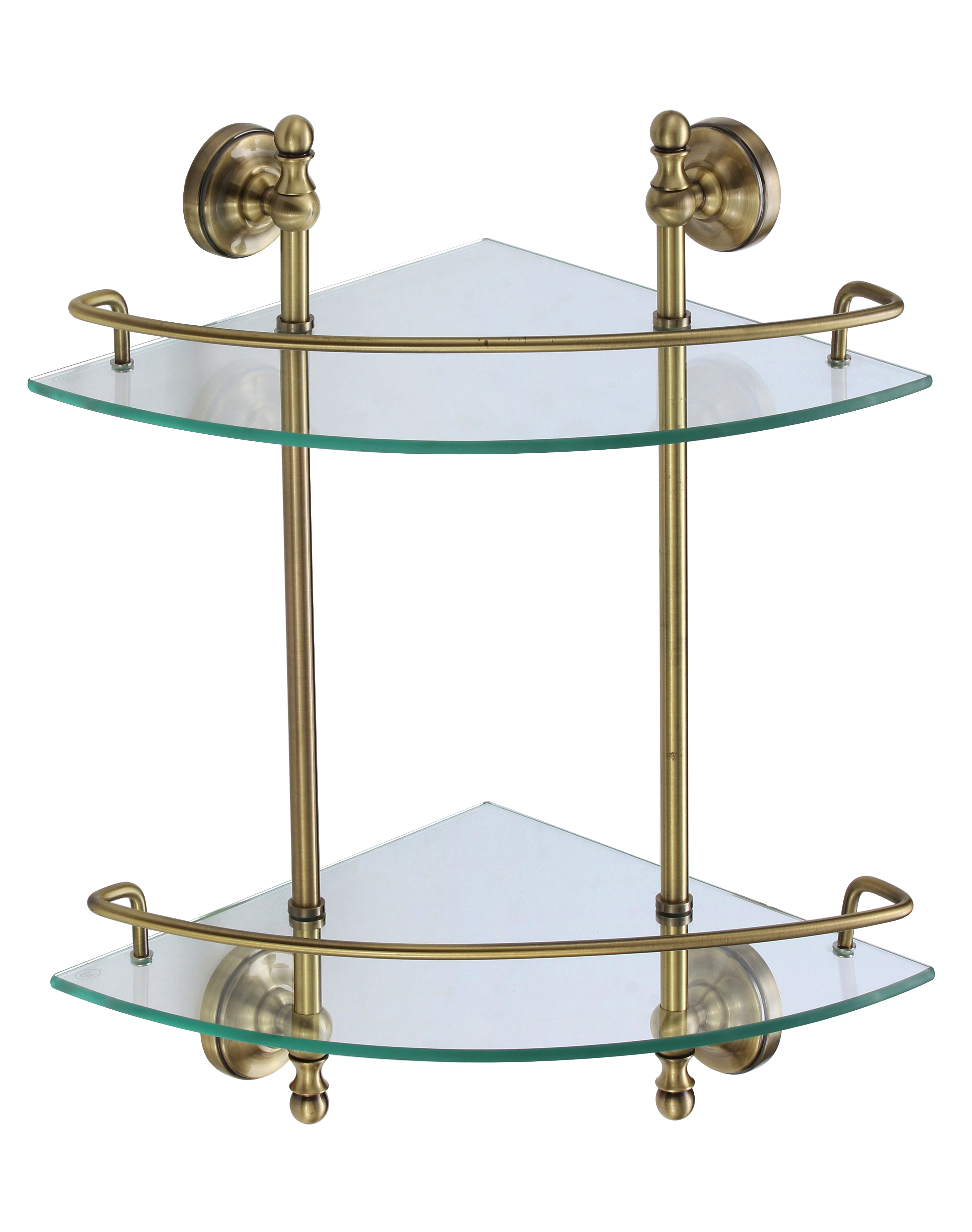 31082-D Угловая стеклянная 2-я полка (БРОНЗА) GANZER (5/1шт)