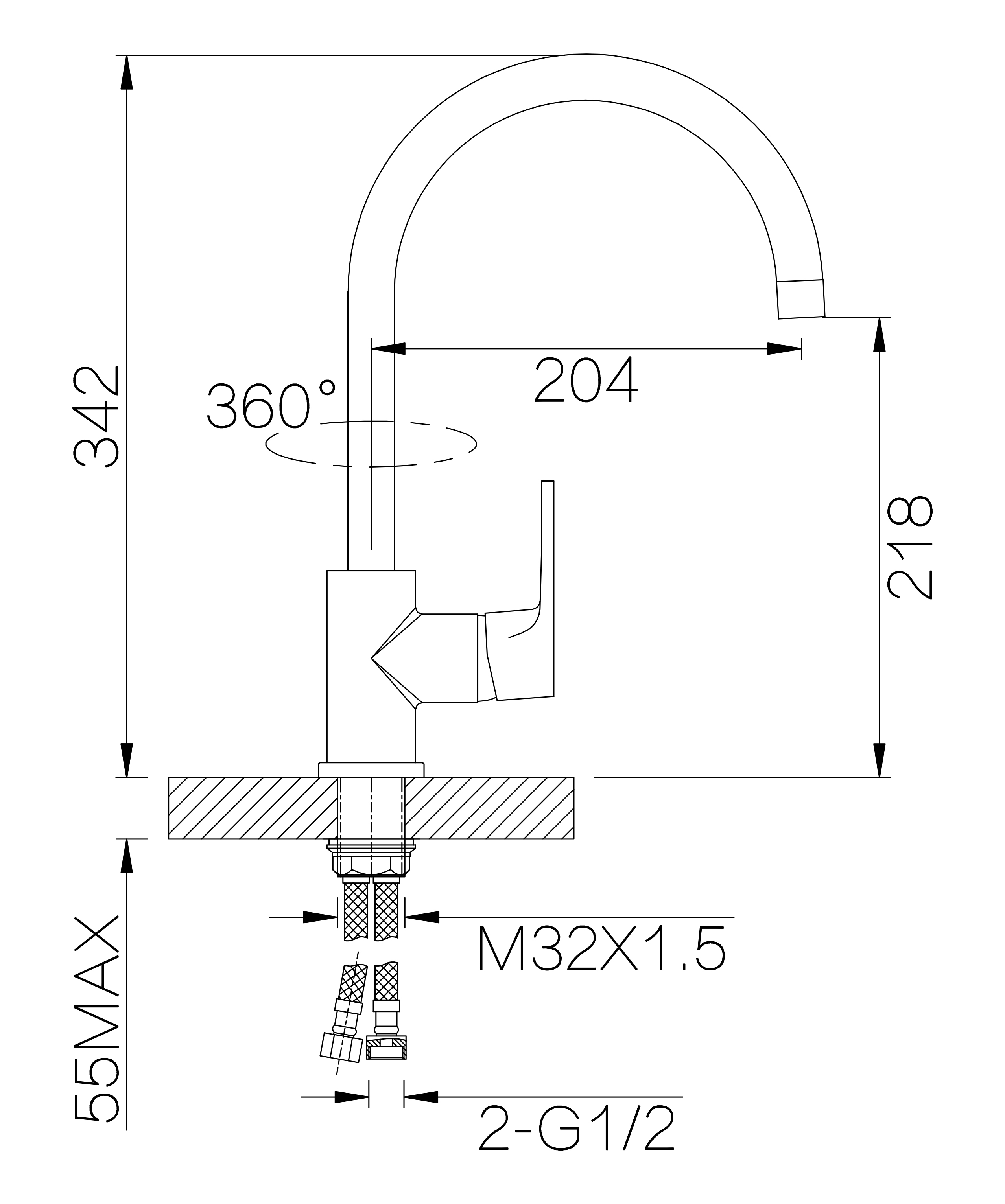 53016-F Смеситель для кухни (БЕЛЫЙ) HANSEN (10/1шт)