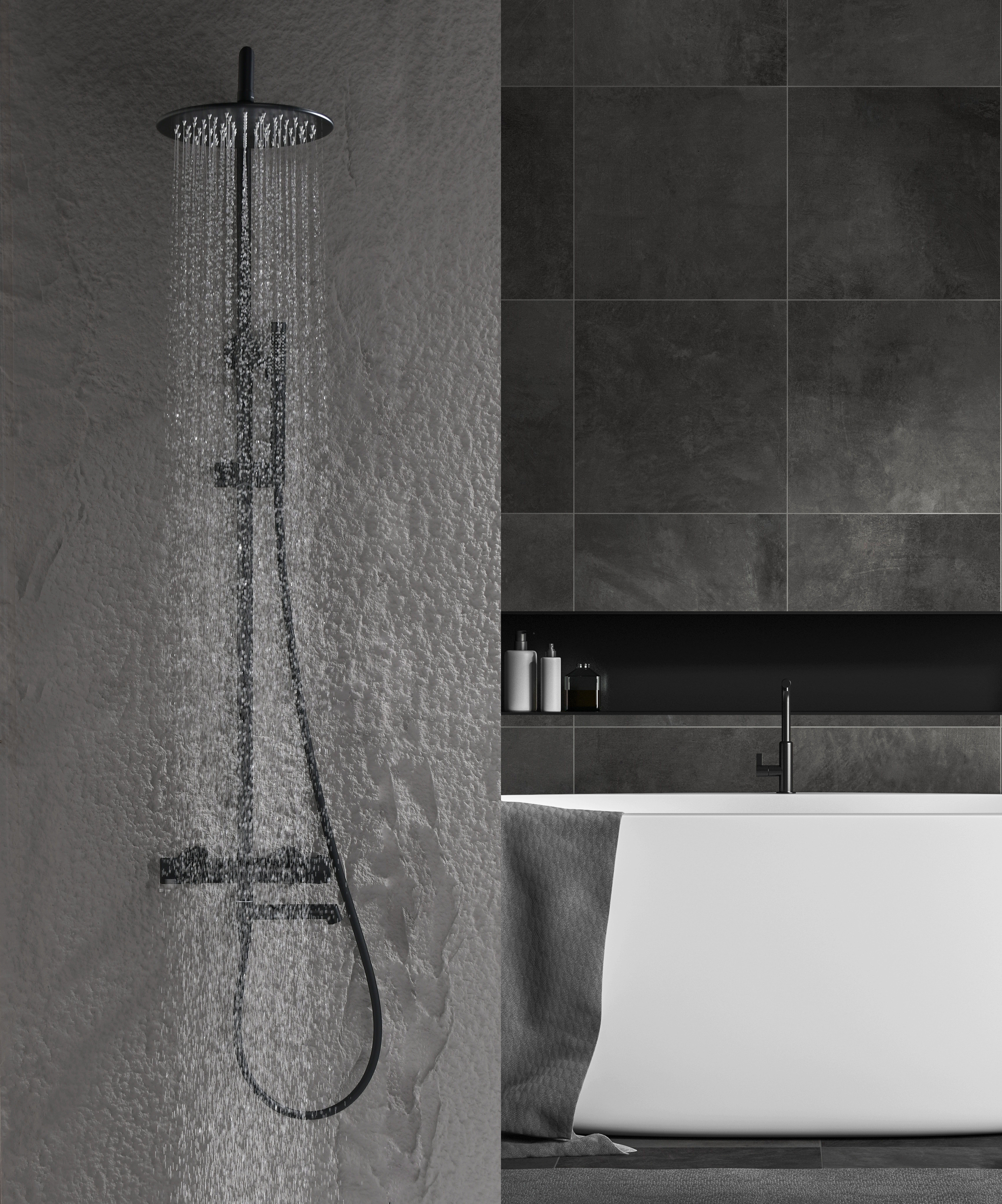 19170-C Душевая система с термостатом (ЧЕРНЫЙ) GANZER (5/1шт)