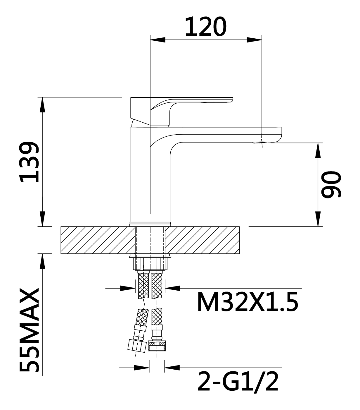 10016-F Смеситель для умывальника (БЕЛЫЙ) HANSEN  (10/1шт) Л/К