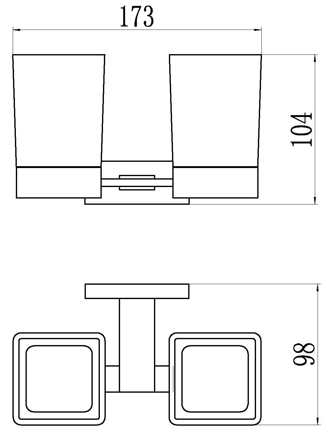 88080-F Стакан двойной стекло "настенный" (БЕЛЫЙ) GANZER (20/1шт)