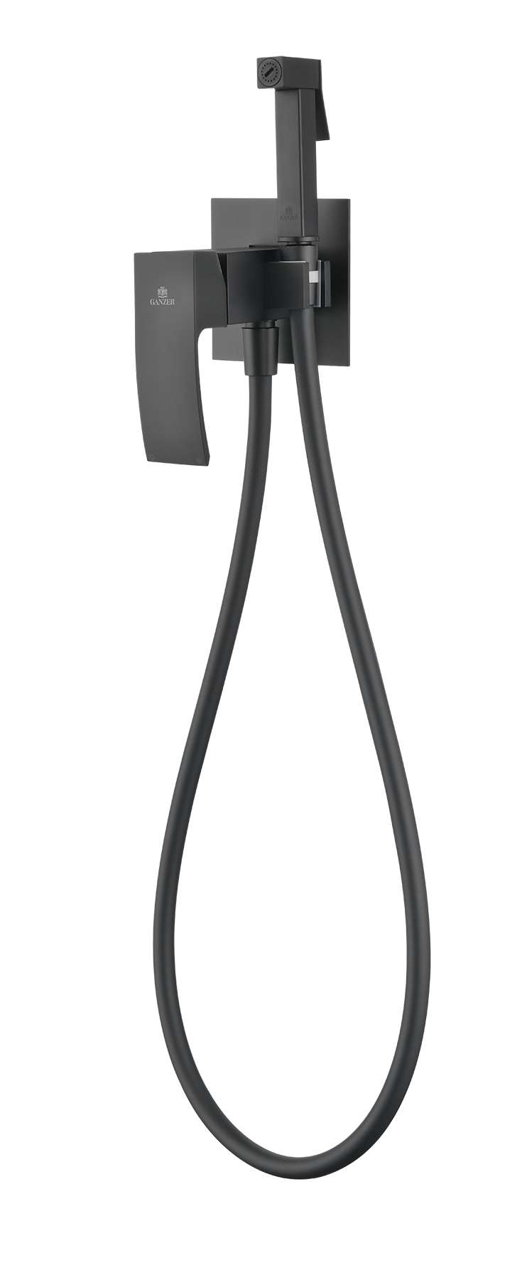 44157-C Смеситель встраиваемый с ГИГ. душем (ЧЕРНЫЙ) GANZER (10/1шт)