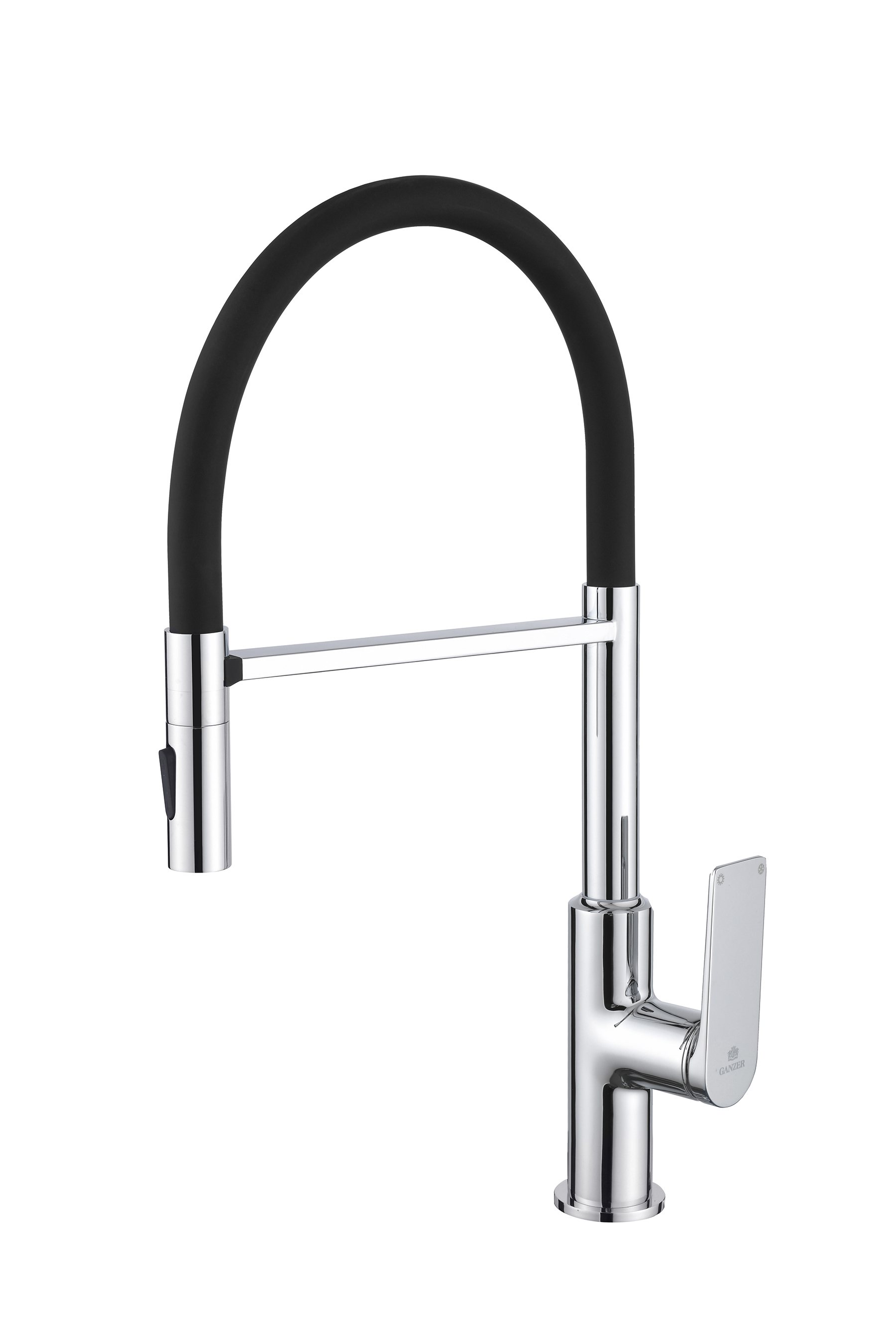 07126 Смеситель для кухни с гиб. МАГНИТ. изливом (ХРОМ+ЧЕР.) GANZER (10/1шт)