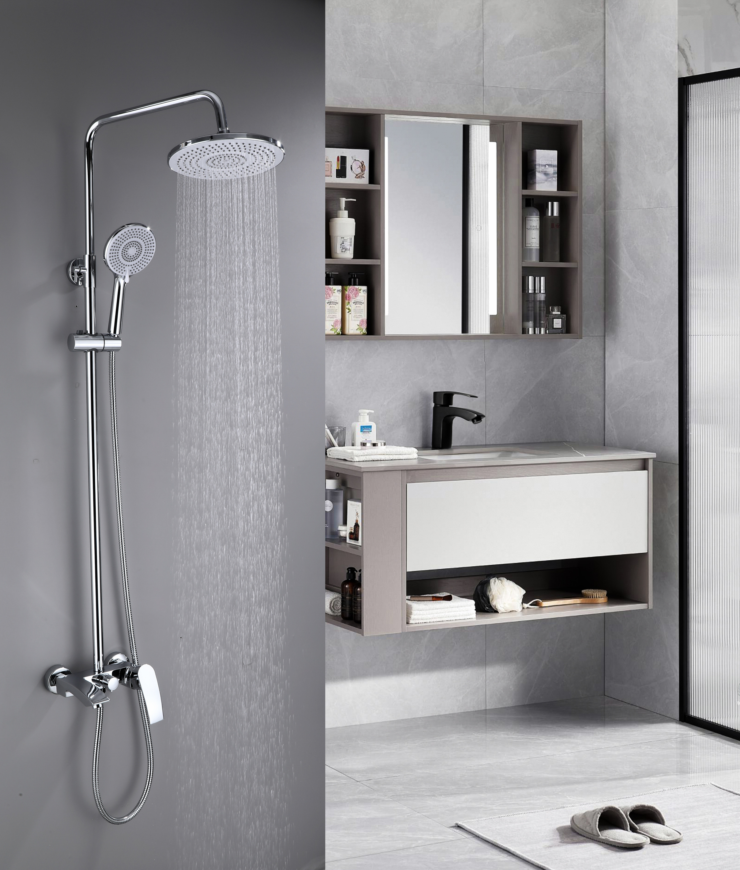 33009 Однорукий душевой релинг (ХРОМ)  HANSEN  (5/1шт)