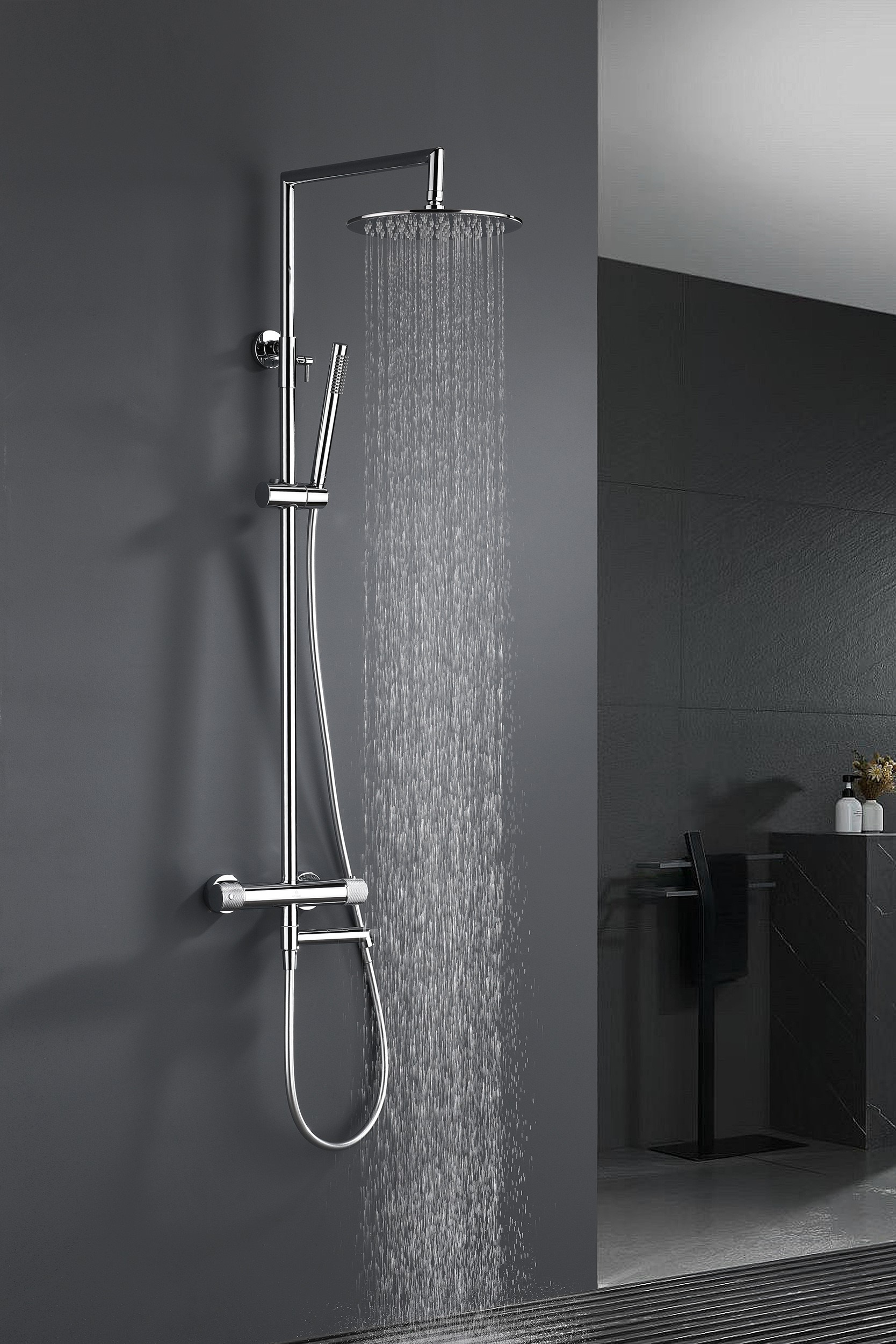 19170 Душевая система с термостатом (ХРОМ) GANZER (5/1шт)