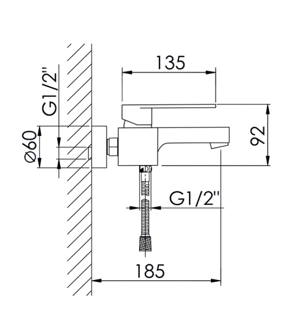 30012 Смеситель для ванны (ХРОМ) HANSEN  (10/1шт)