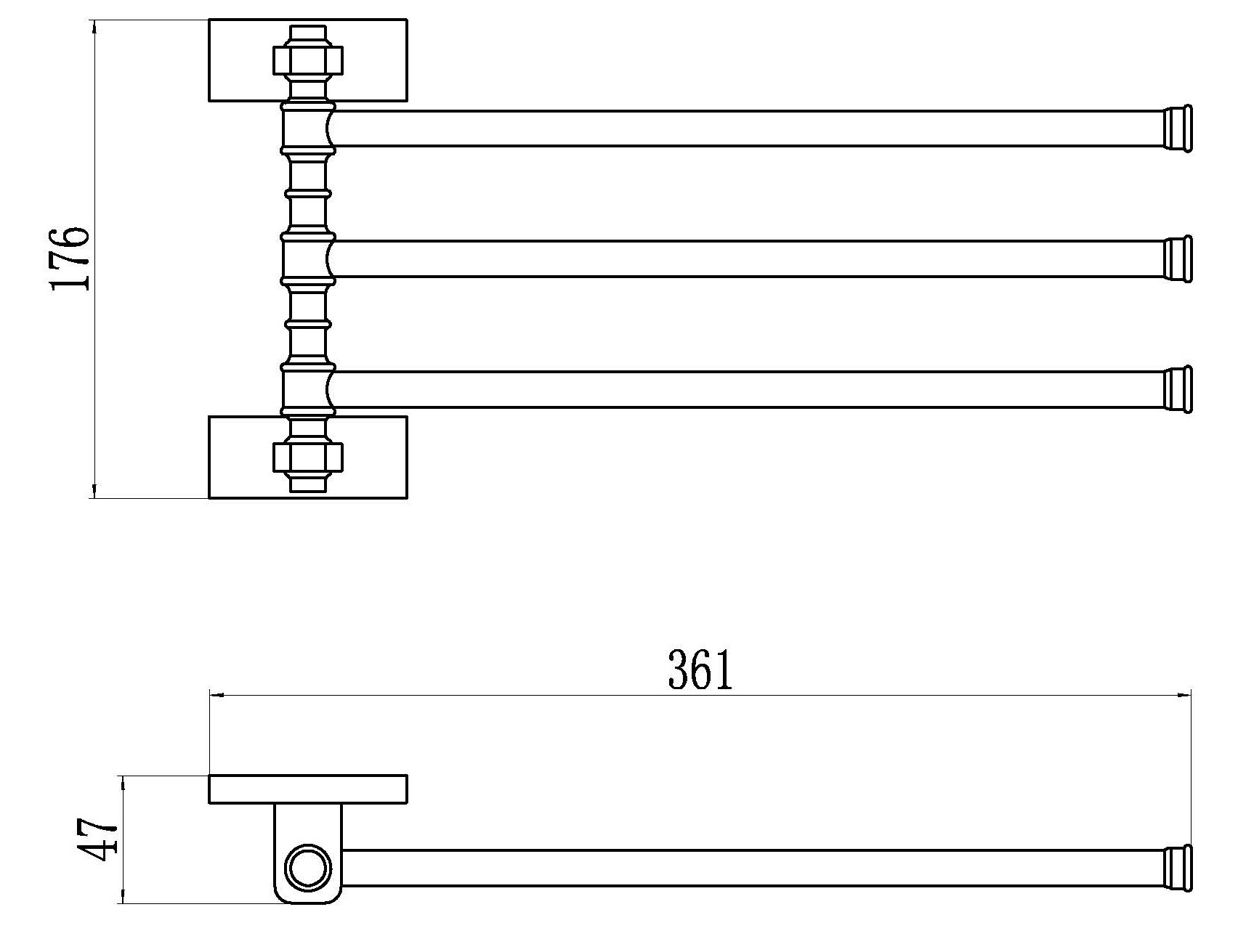 88013-F П/держатель поворот. 3-ной (БЕЛЫЙ) GANZER (10/1шт)