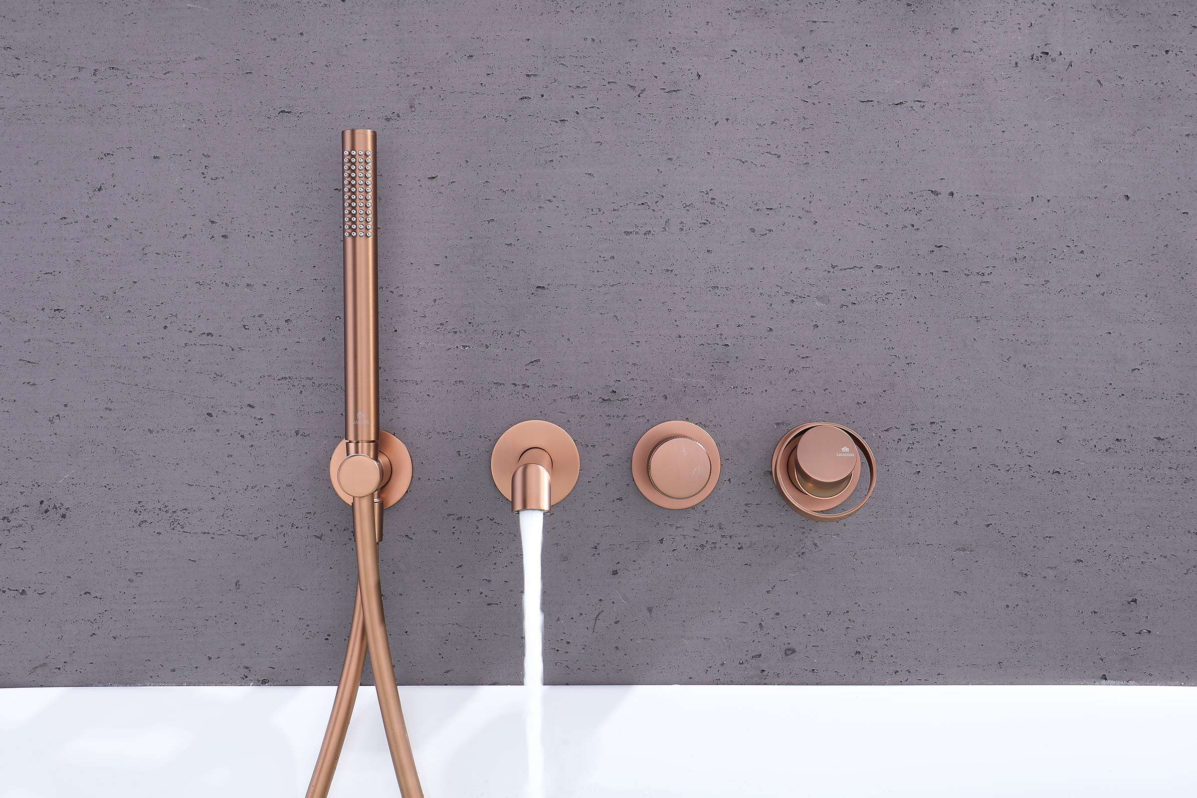 19134-R Встроенный смес. для ванны  (Роз. Золото) GANZER  (6/1шт)