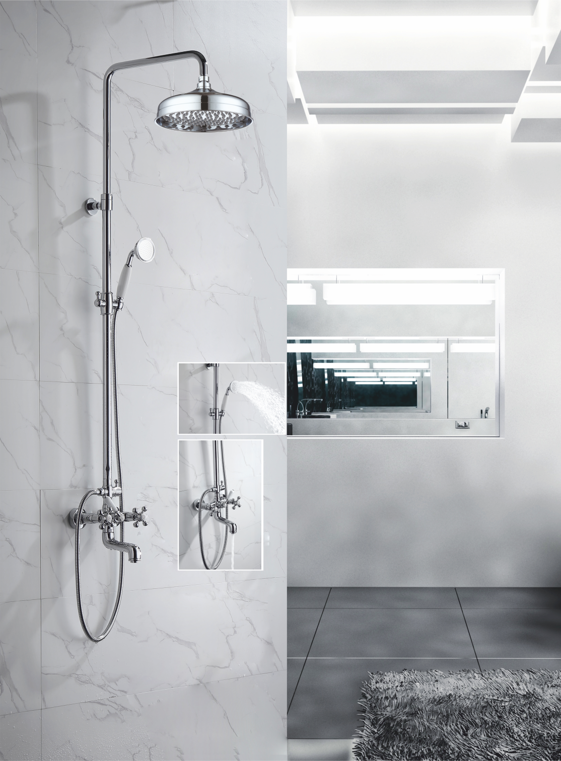 09061 Двухвентильный душевой релинг  GANZER  (4/1шт) Л/К