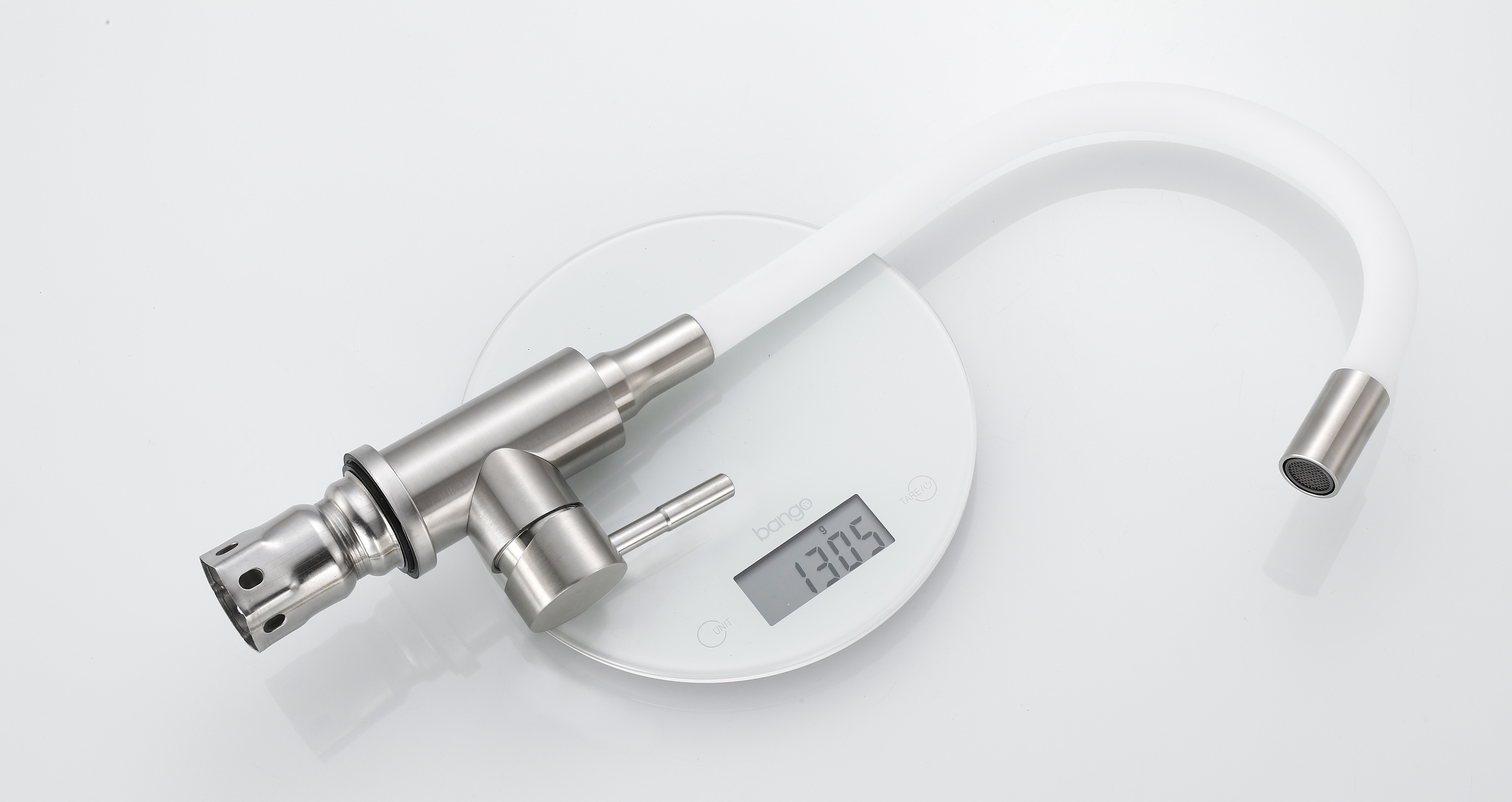 59304-GF Смес. из НЕРЖ. для кух. (САТИН с гиб. бел. изл.) HANSEN  (20/1шт)