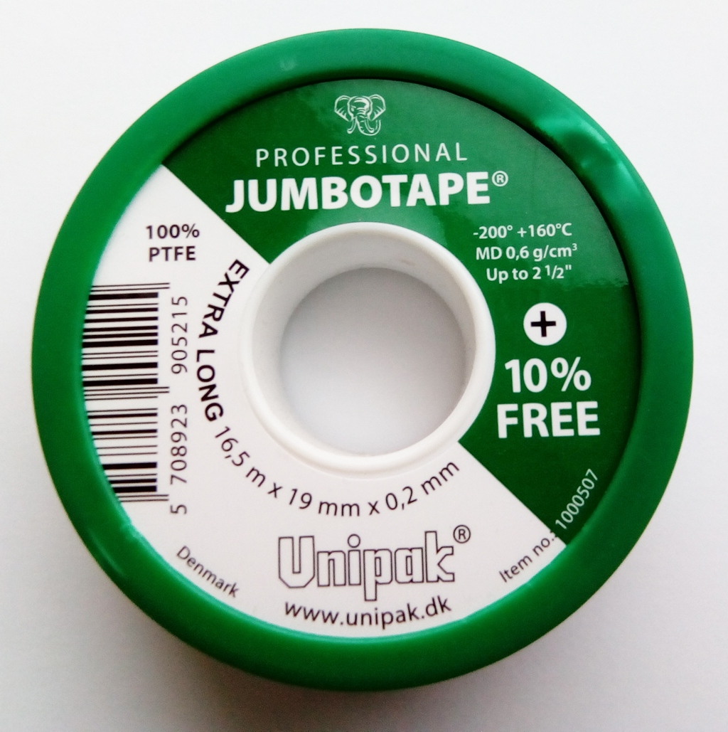 Фум лента большая (16,5м*19мм*0,2мм) упак. ЗЕЛ.  УНИПАК  (500/100/10шт)