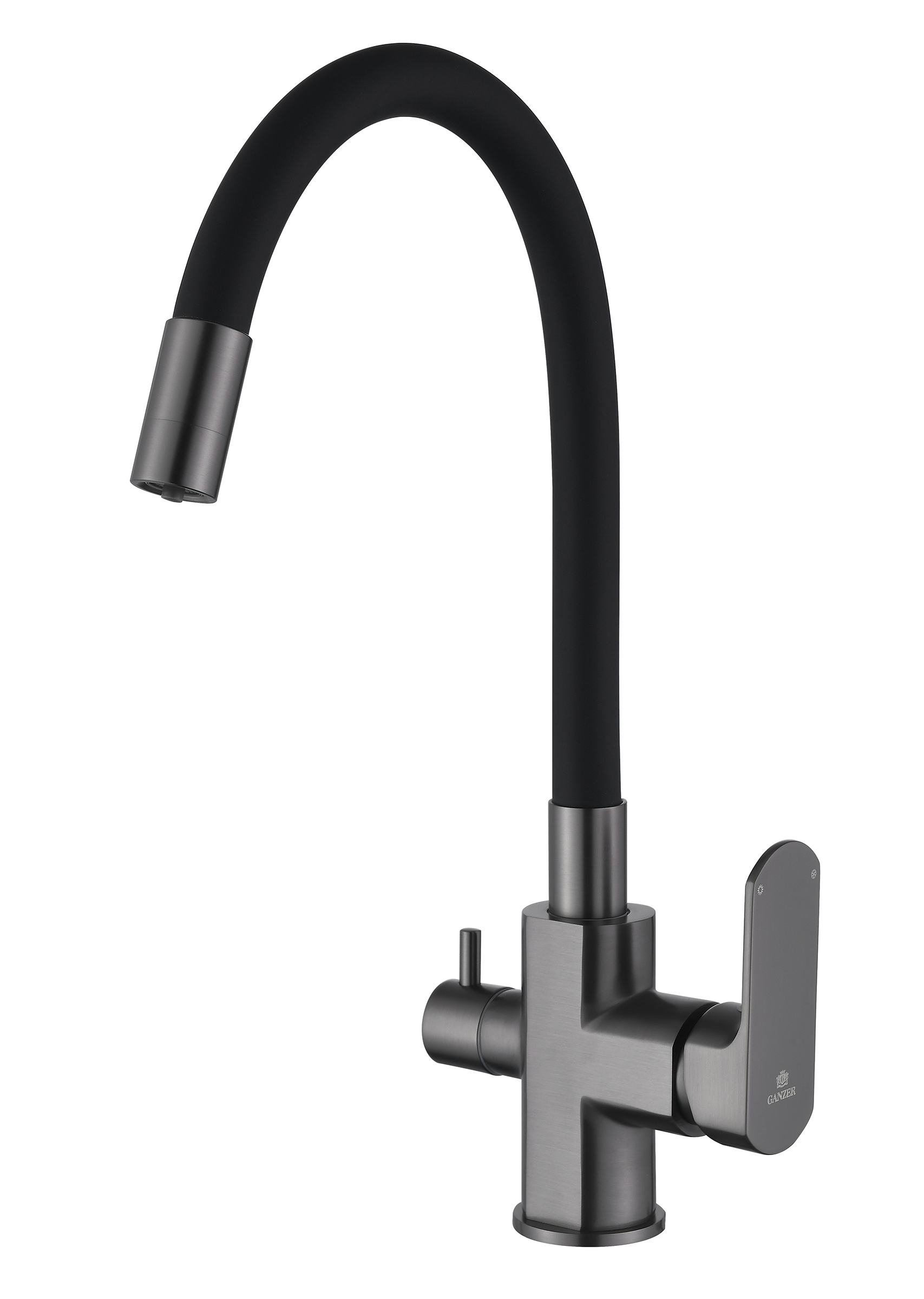 06127-Q Смеситель для кухни с гиб. изл. и под. фильтра (ГРАФИТ) GANZER (10/1шт)