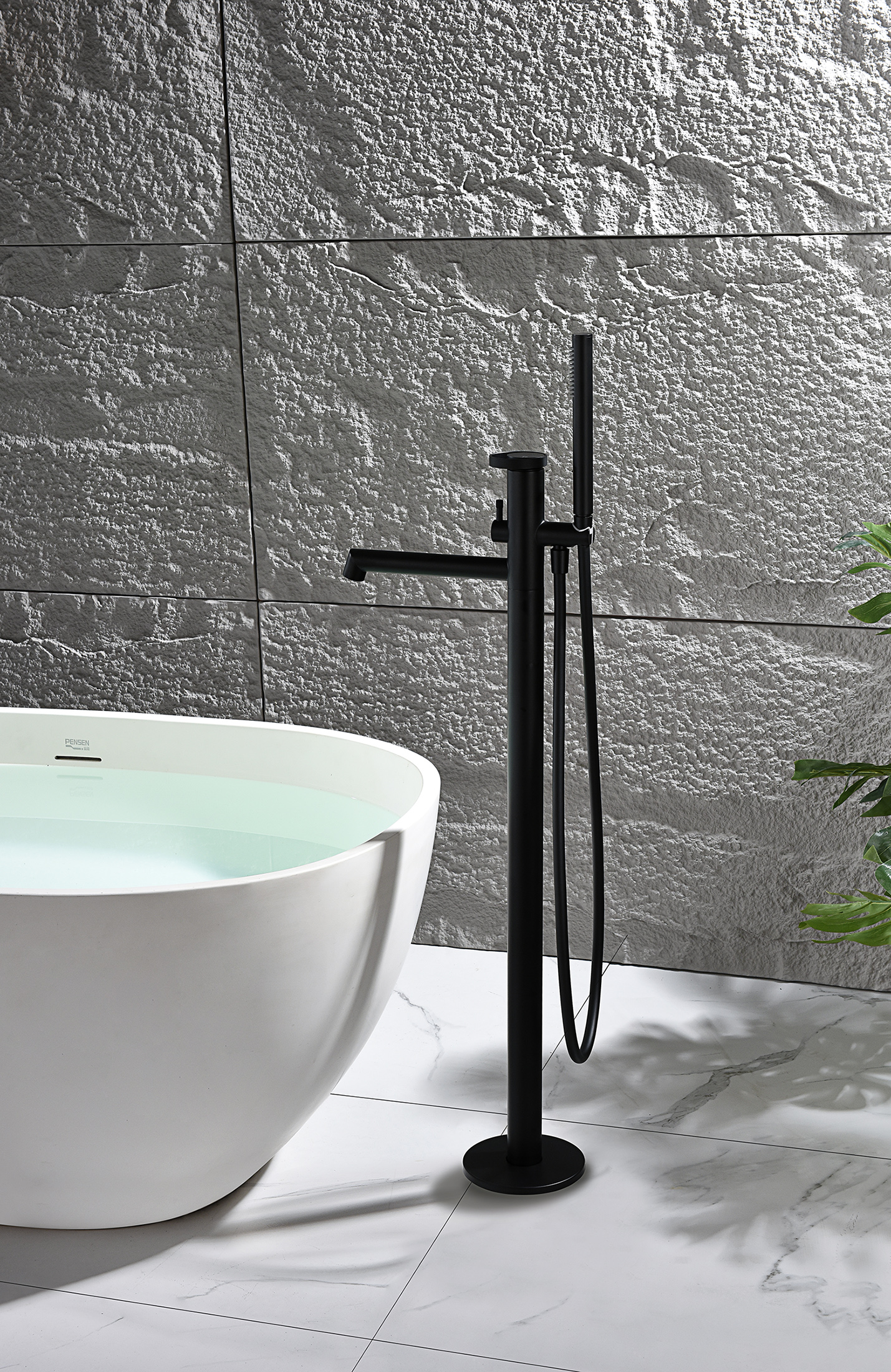 19181-C Смеситель напольный для ванны (ЧЕРНЫЙ) GANZER  (5/1шт)